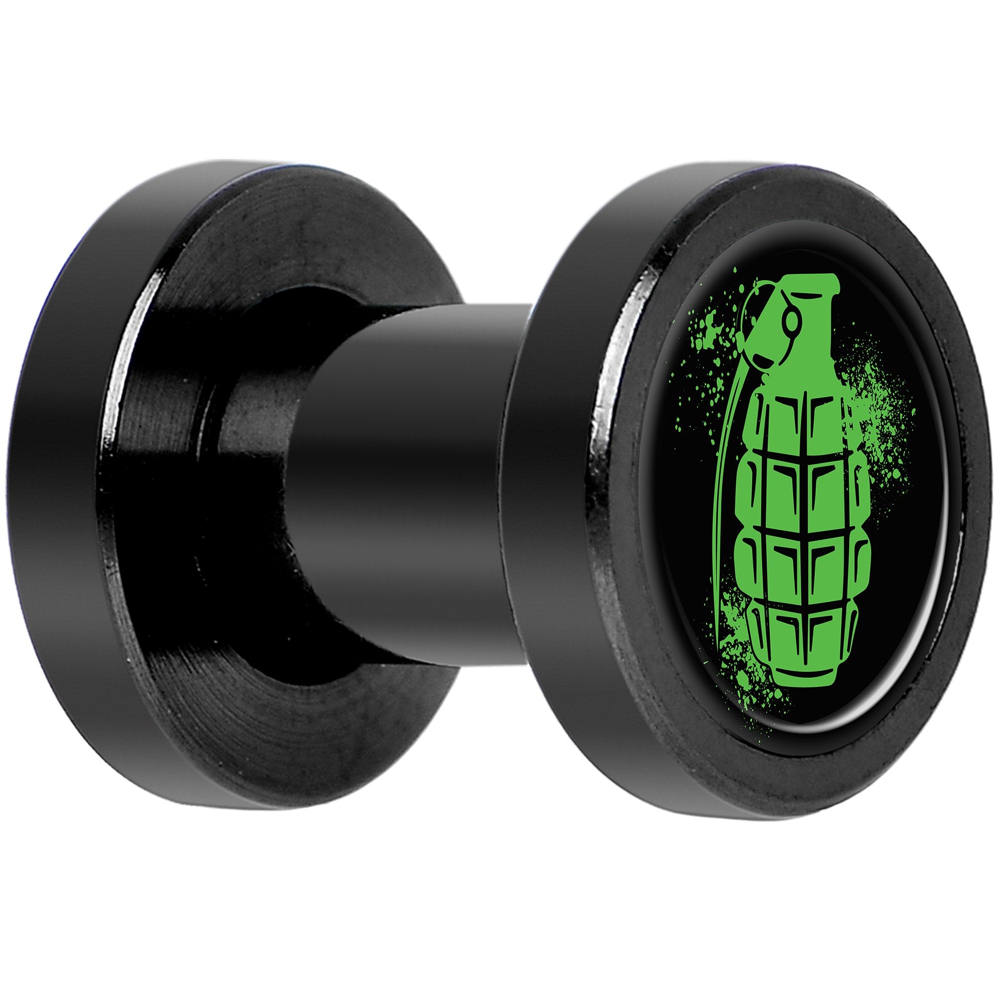 Green Grenade Black Anodized Screw Fit Plug Set 4G