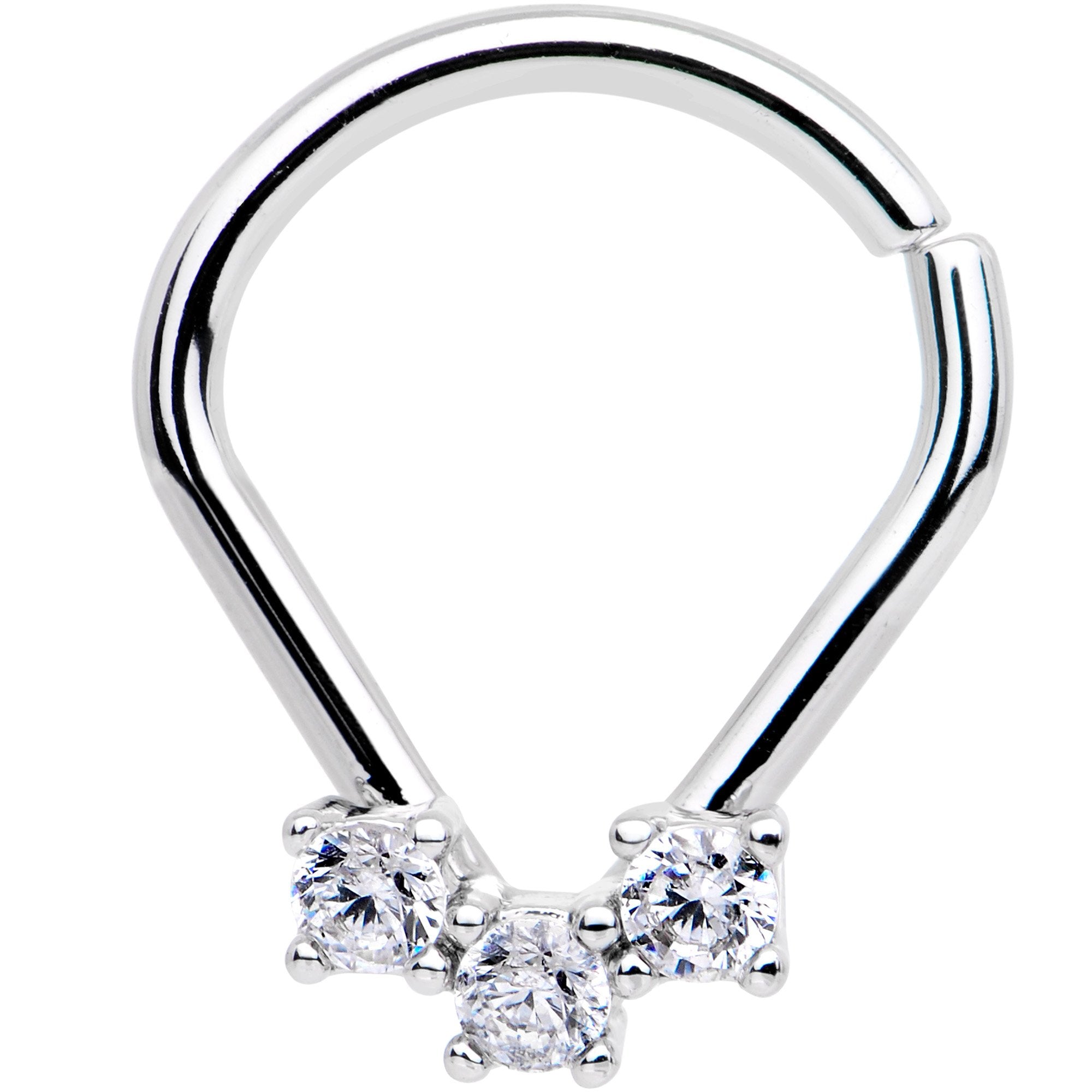 16G 5/16 Clear CZ Gem Clustered Trio Ellipse Seamless Ring