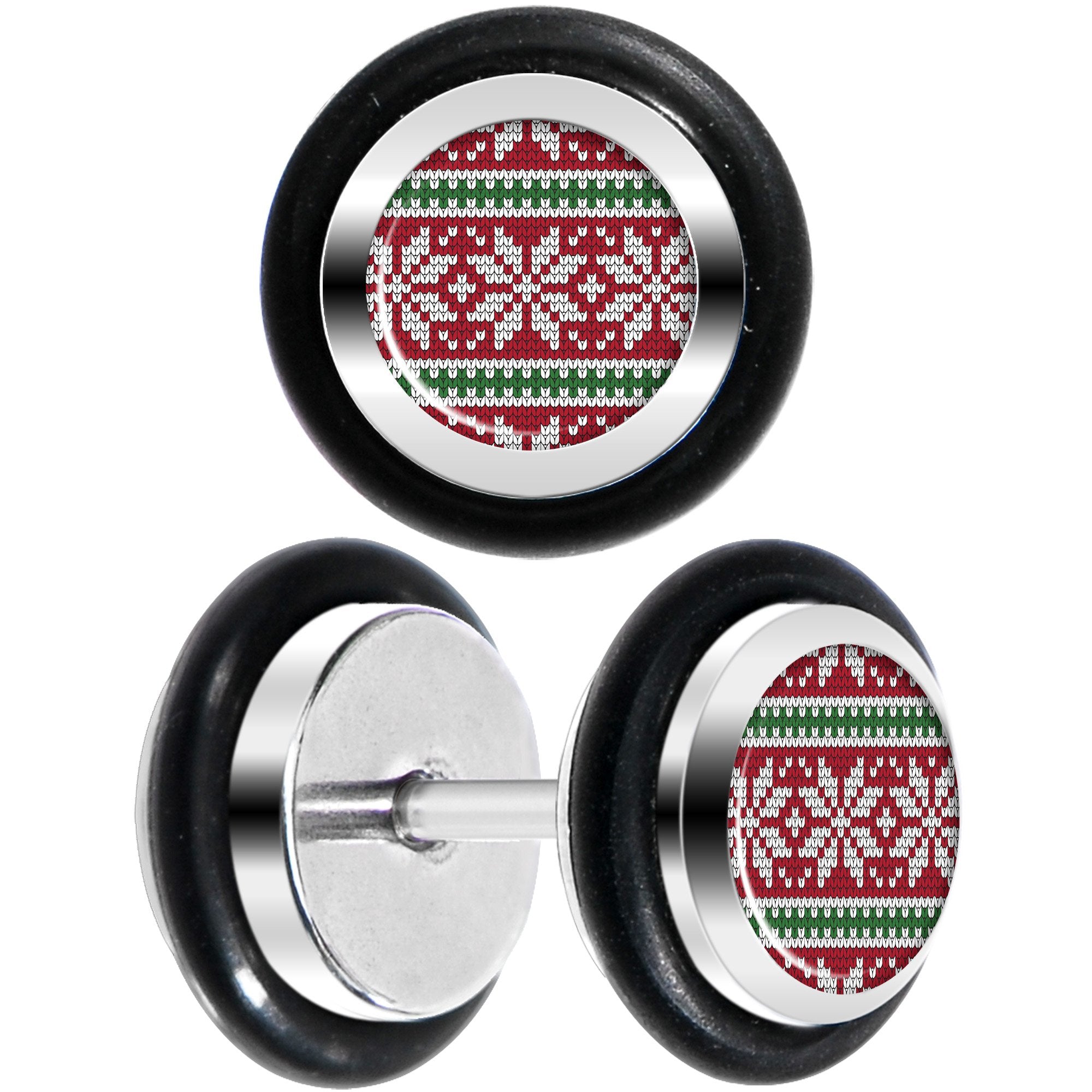 Red Green Christmas Sweater Cheater Plug Set