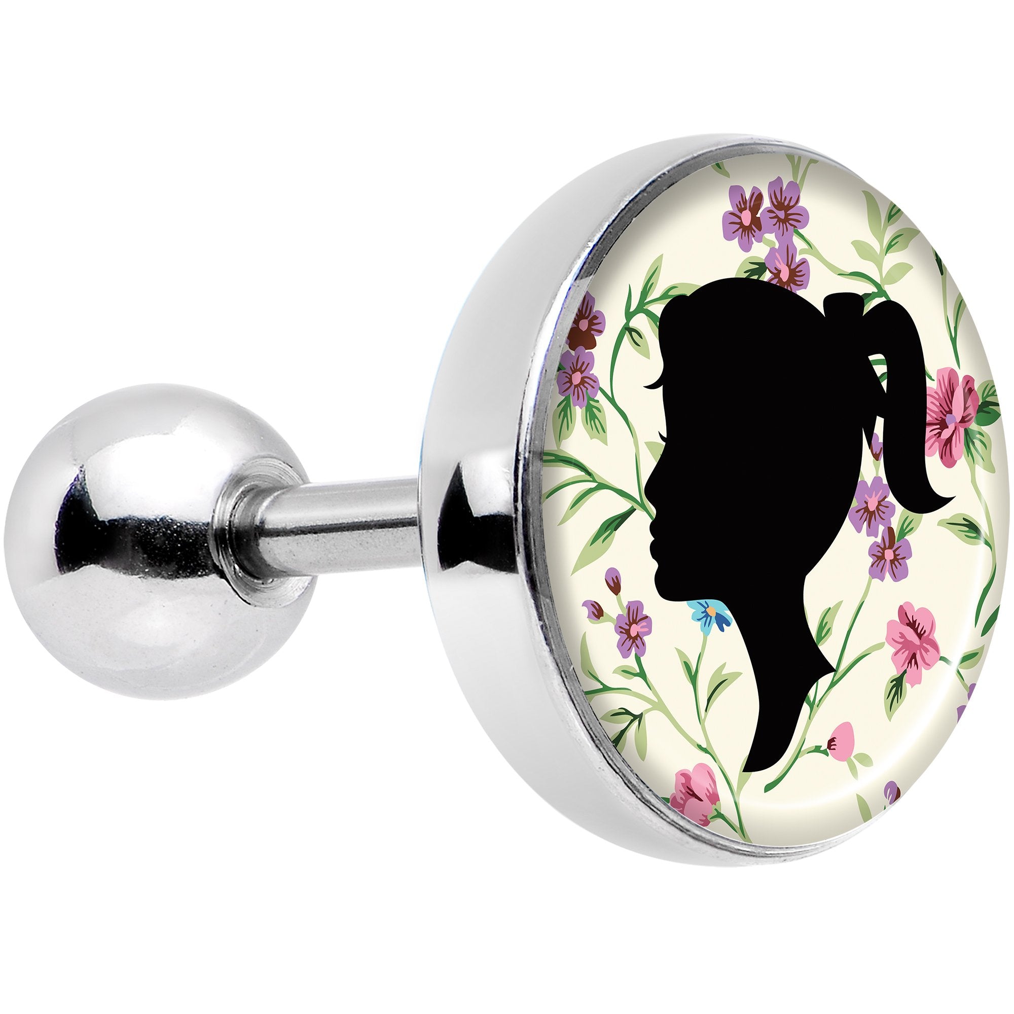 16G 1/4 Woman Floral Silhouette Tragus Cartilage Earring