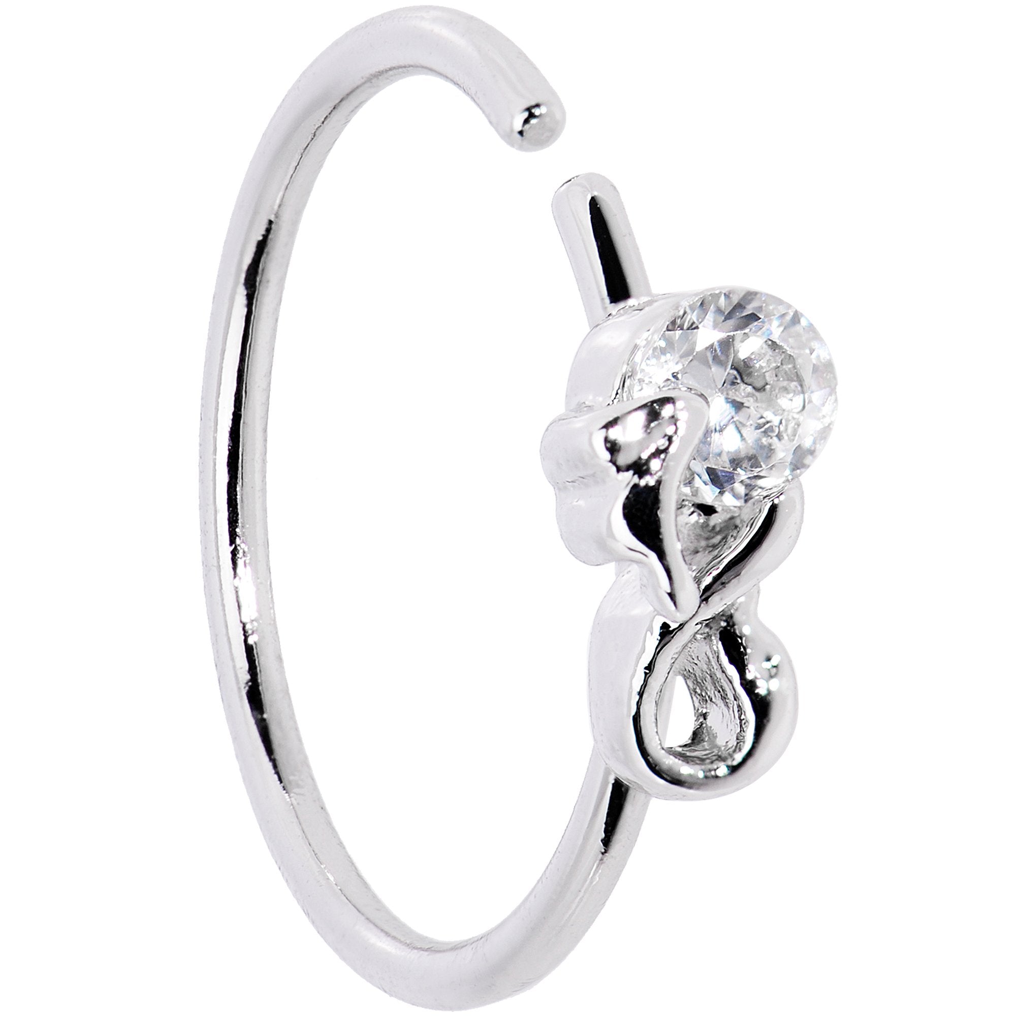 20G 3/8 Clear Gem Bow Seamless Circular Ring