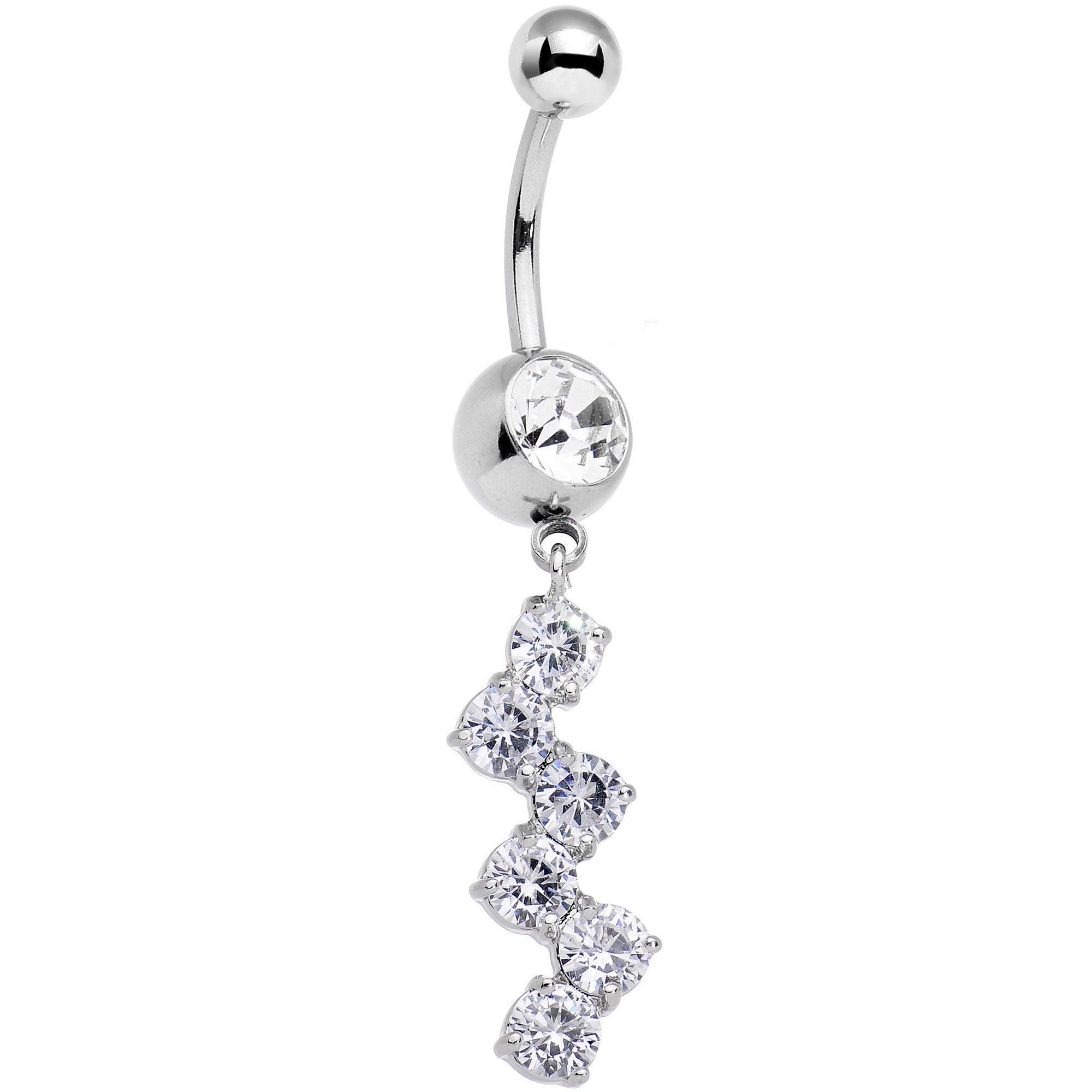 Clear Gem Zig Zag Dangle Belly Ring