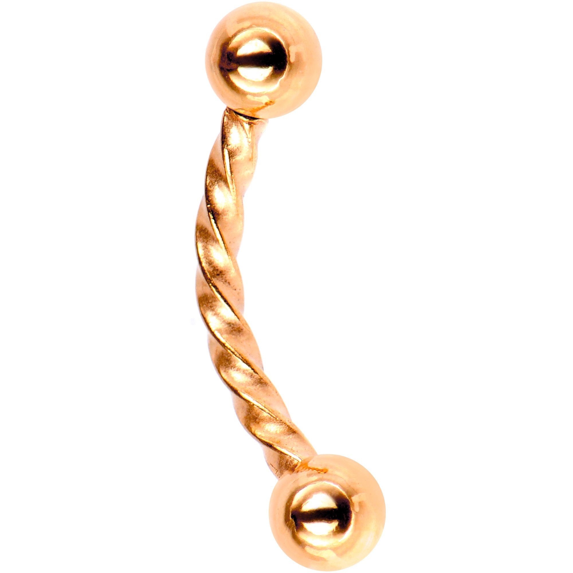16G 5/16 Rose Gold Tone IP Seriously Twisted Curved Eyebrow Ring