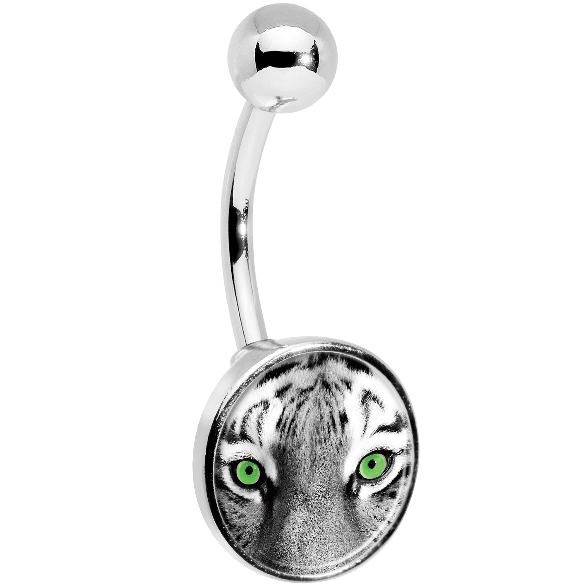 Black White Tiger Eyes Stainless Steel Belly Ring stylish jewelry