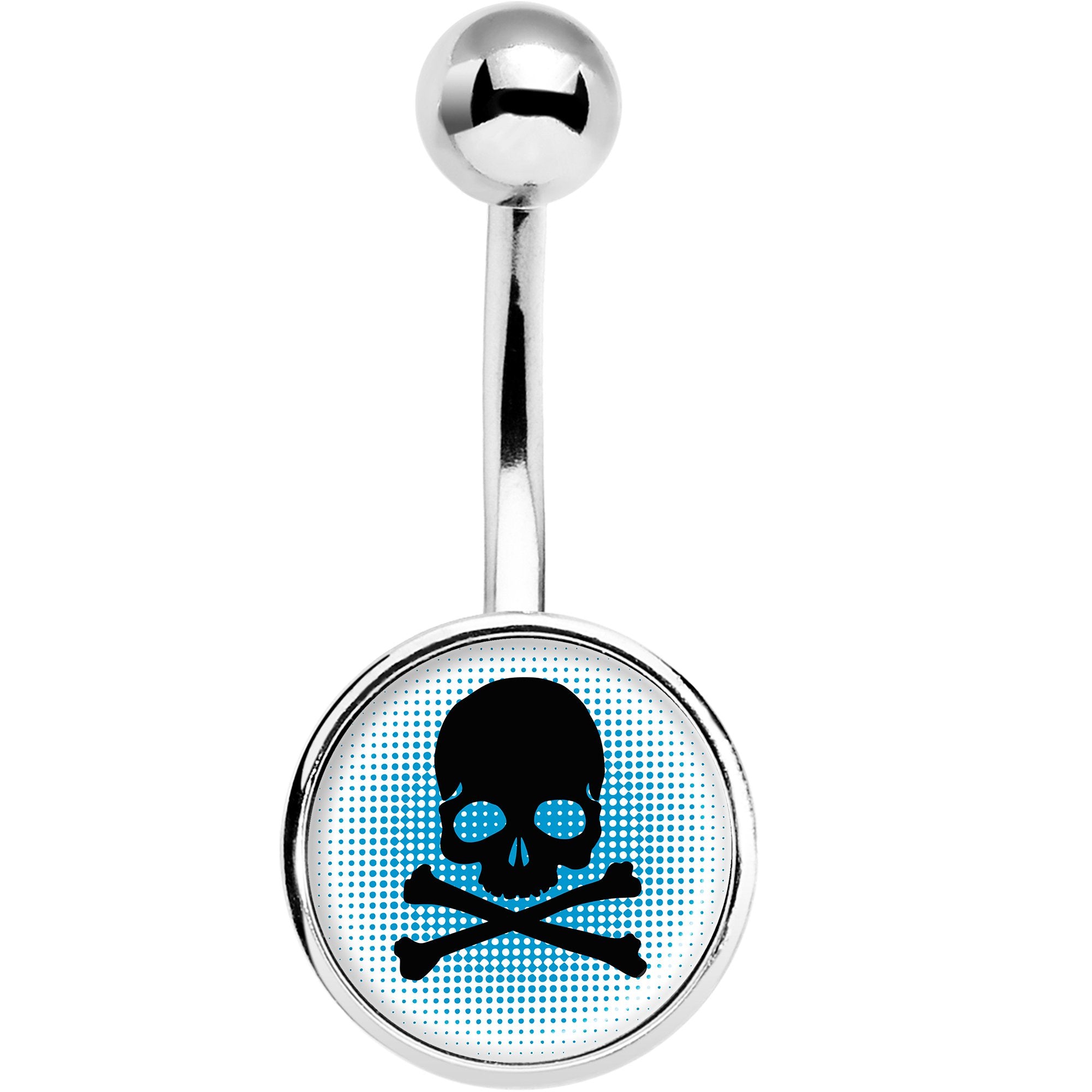 Blue Black Skull Stainless Steel Belly Ring lightweight comfortable