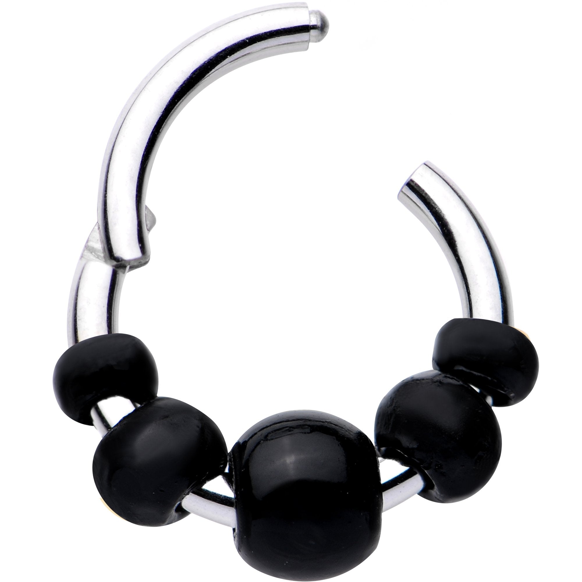 16G 5/16 Black Chunky Beads Hinged Segment Ring