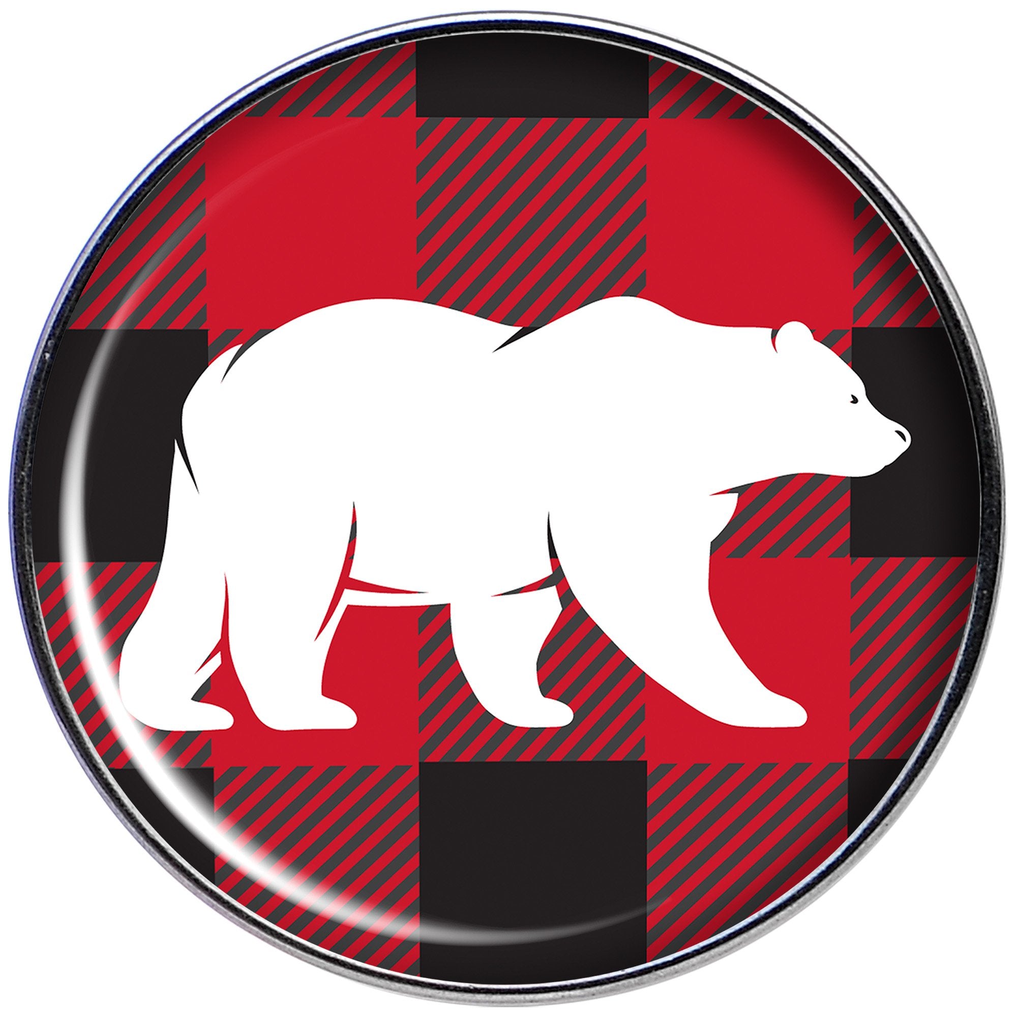 Red Black Plaid Polar Bear Barbell Tongue Ring