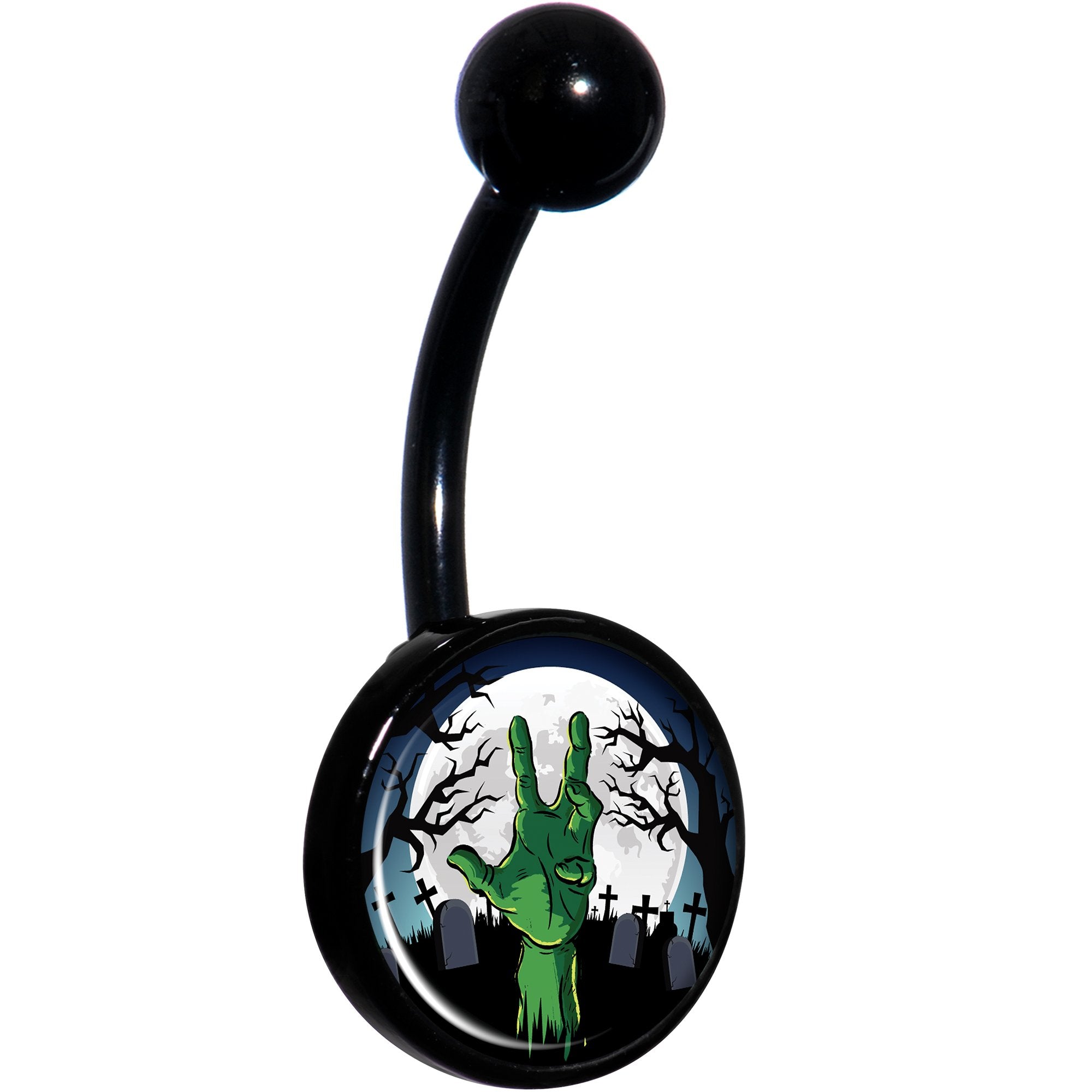 Cemetery Zombie Hand Halloween Black Hypoallergenic Stainless Steel Belly Ring