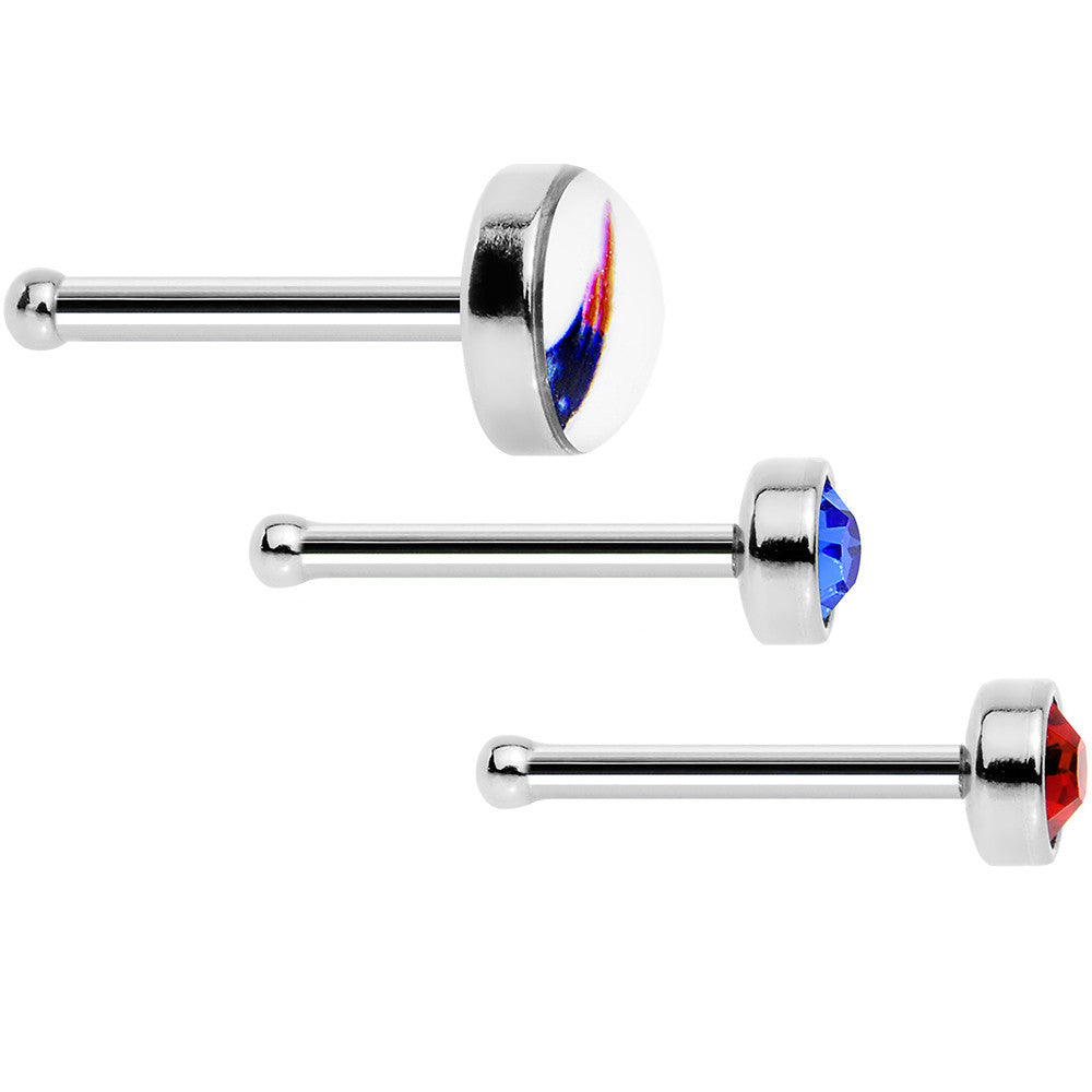 20G Licensed NFL New England Patriots Nose Bone 3 Pack Set