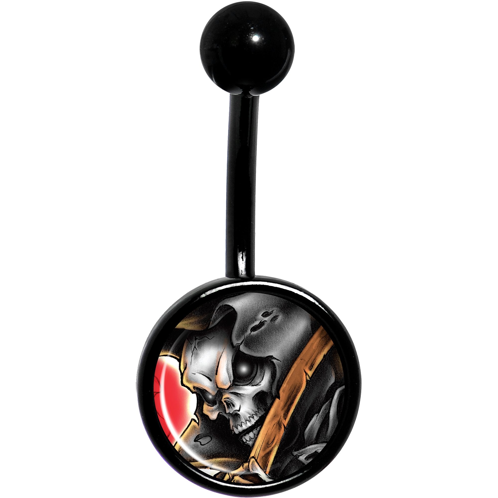 Wake the Dead Grim Reaper Halloween Black Stainless Steel Belly Ring lightweight comfortable