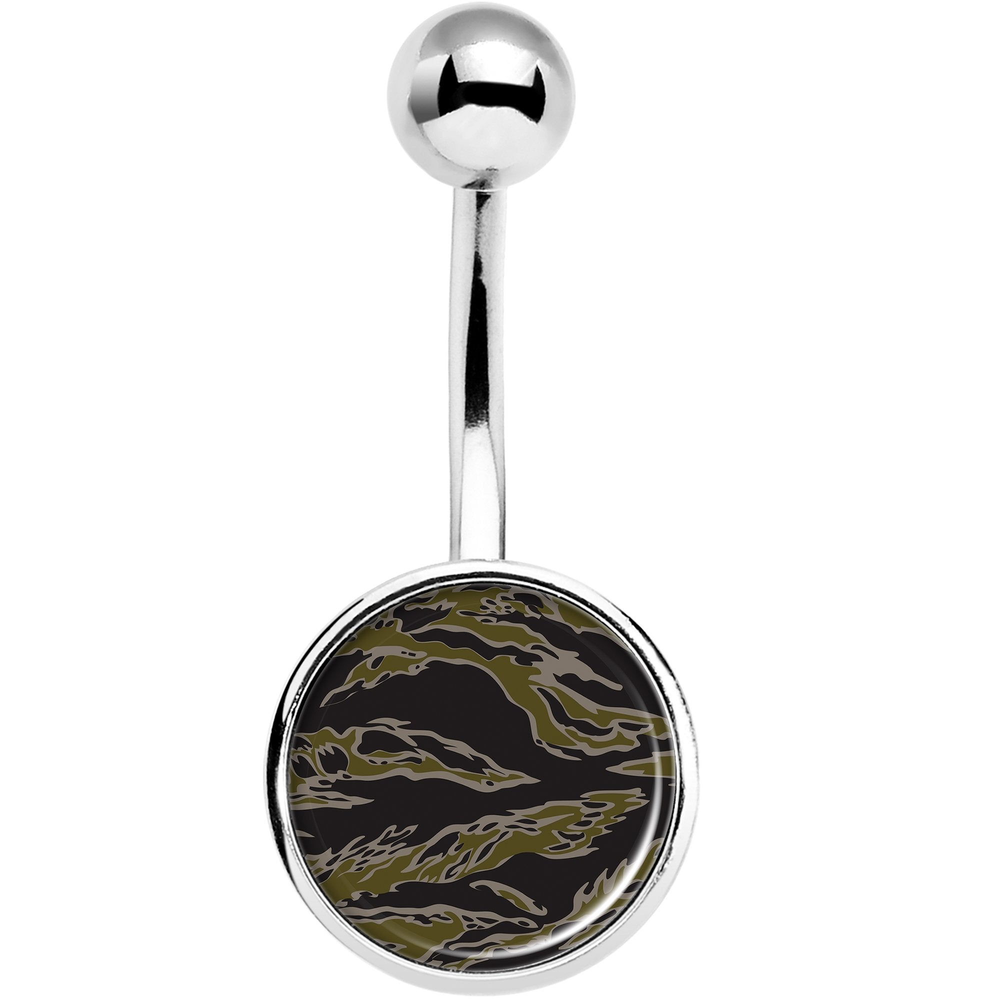 Tiger Camo Print Stainless Steel Belly Ring lightweight comfortable