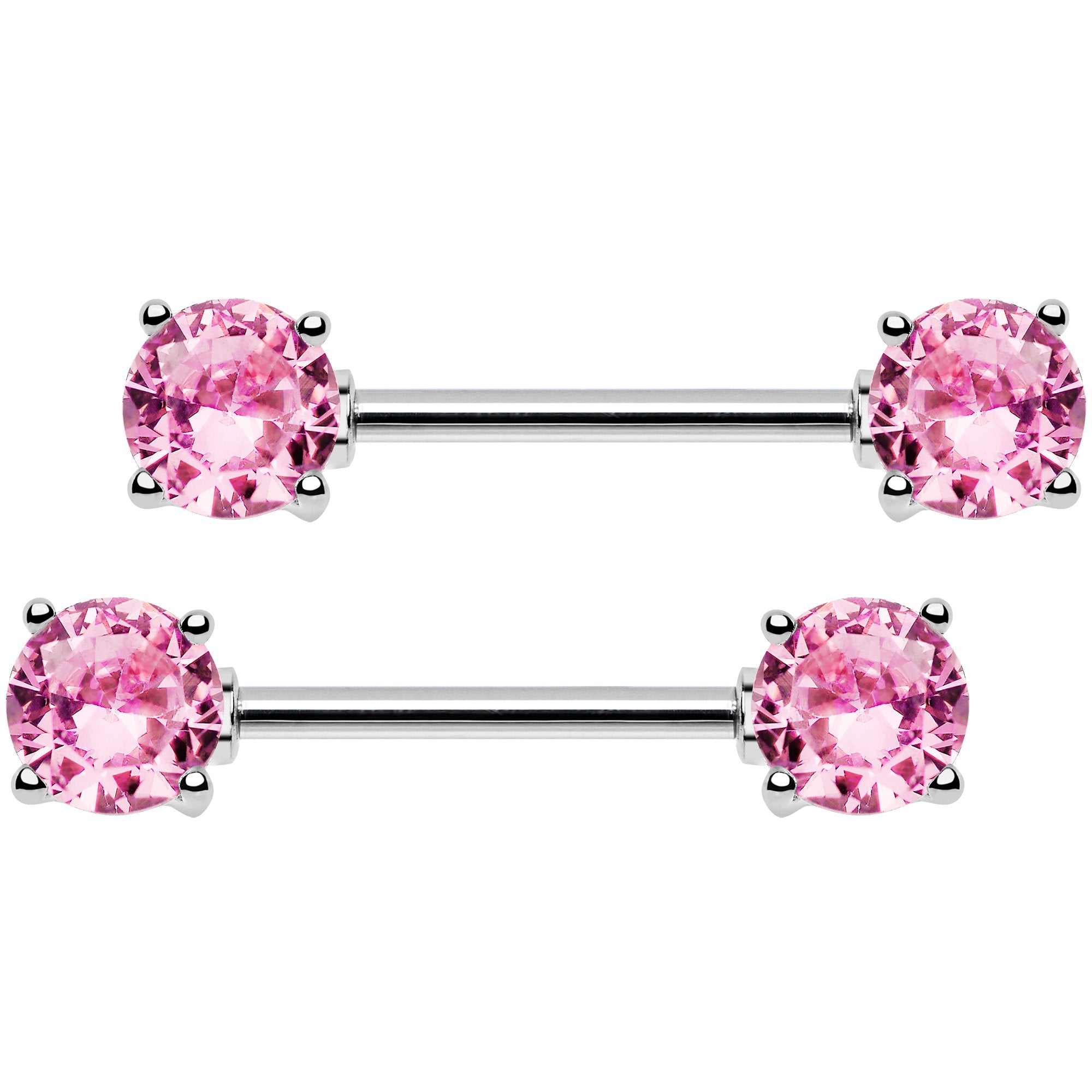 14G 9/16 Multi Color Gem Fun Barbell Nipple Ring Pack Set of 6