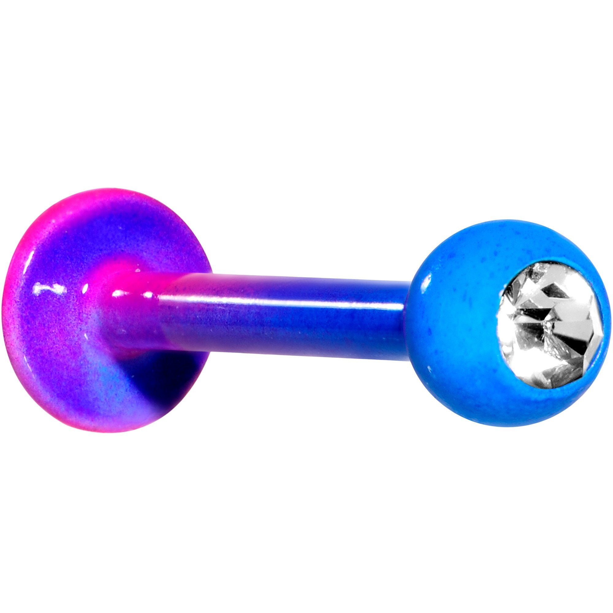 16G 3/8 Clear Gem Color Plated Pink Blue Fade Labret Monroe