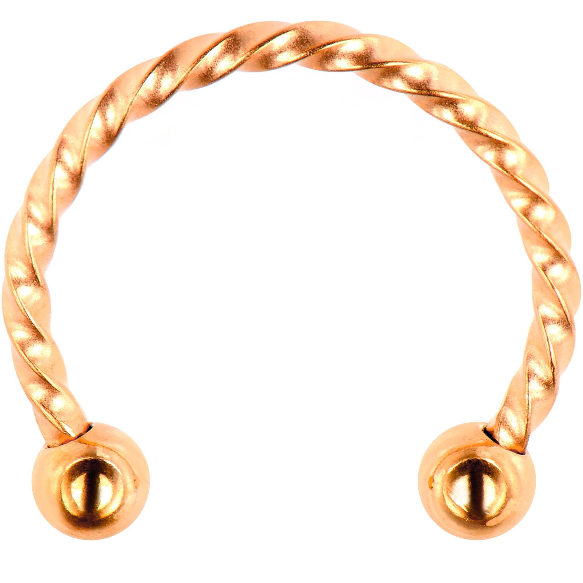 16G 1/2 Rose Gold Tone Twisted Horseshoe Circular Barbell
