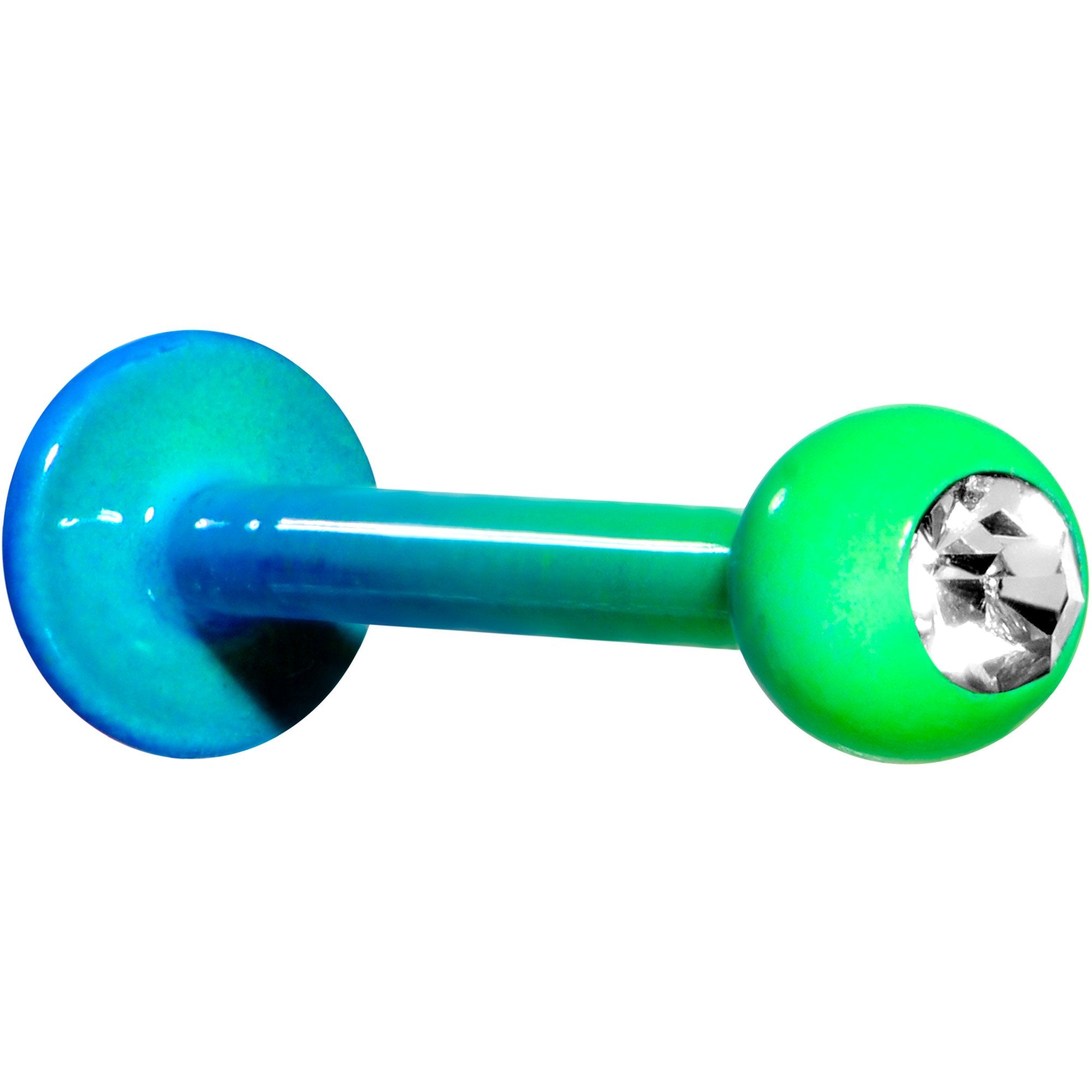 16G 3/8 Clear Gem Color Plated Green Blue Fade Labret Monroe
