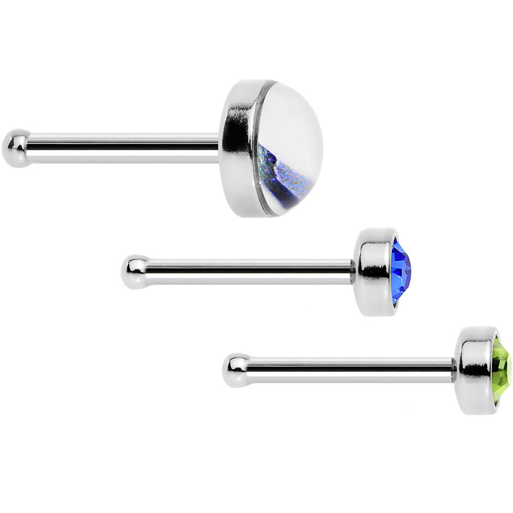 20G Licensed NFL Seattle Seahawks Logo Nose Bone 3 Pack Set