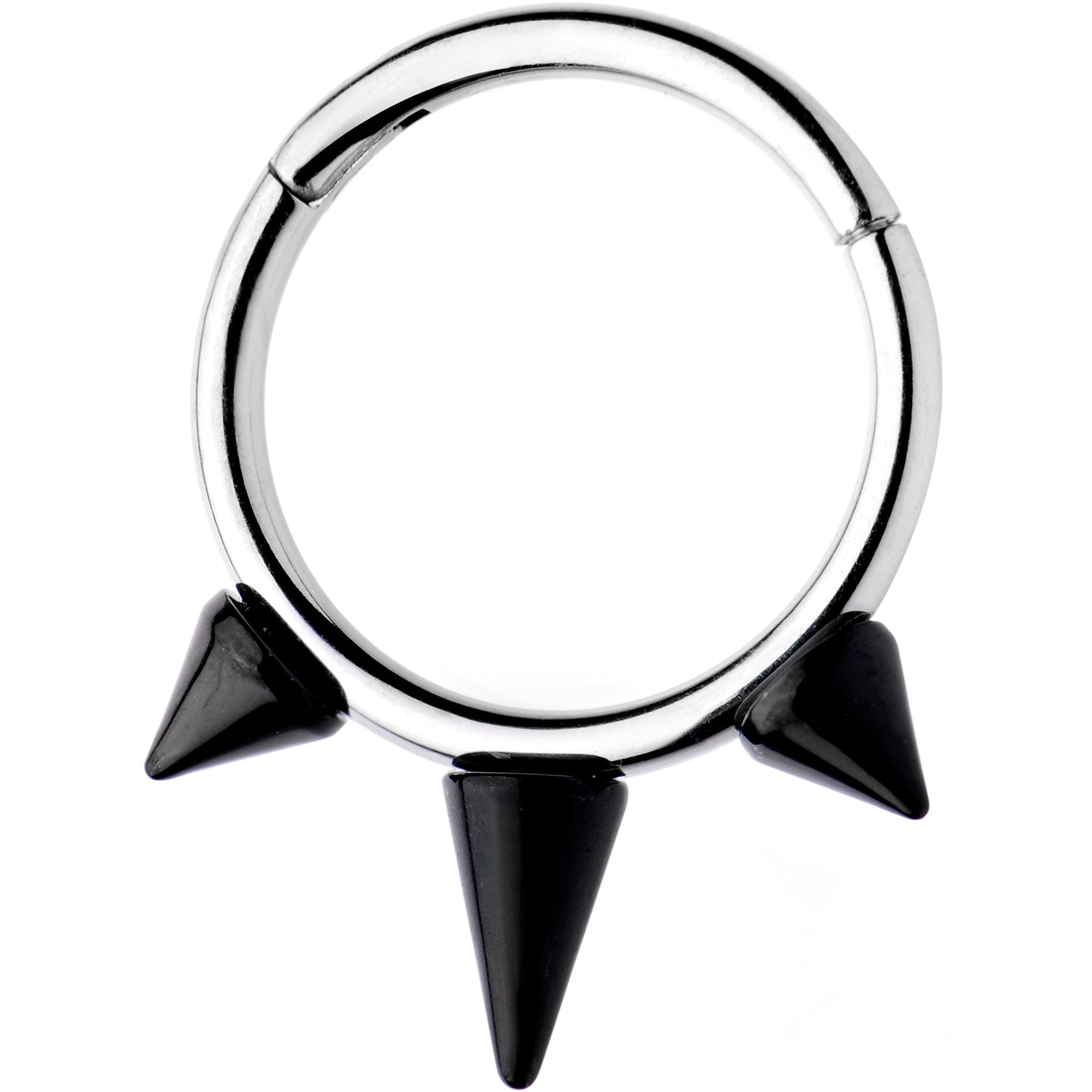16G 3/8 Black Spike Punk Hinged Segment Ring