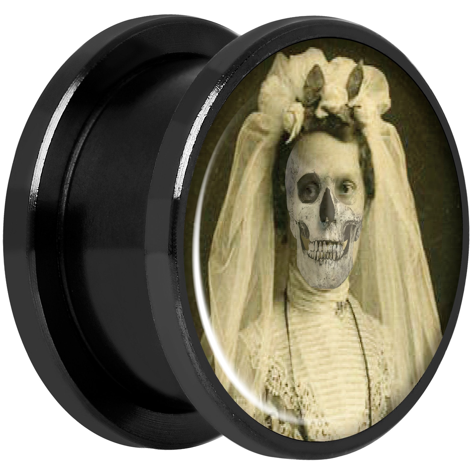Undead Bride and Groom Halloween Black Anodized Plug Set 5/8