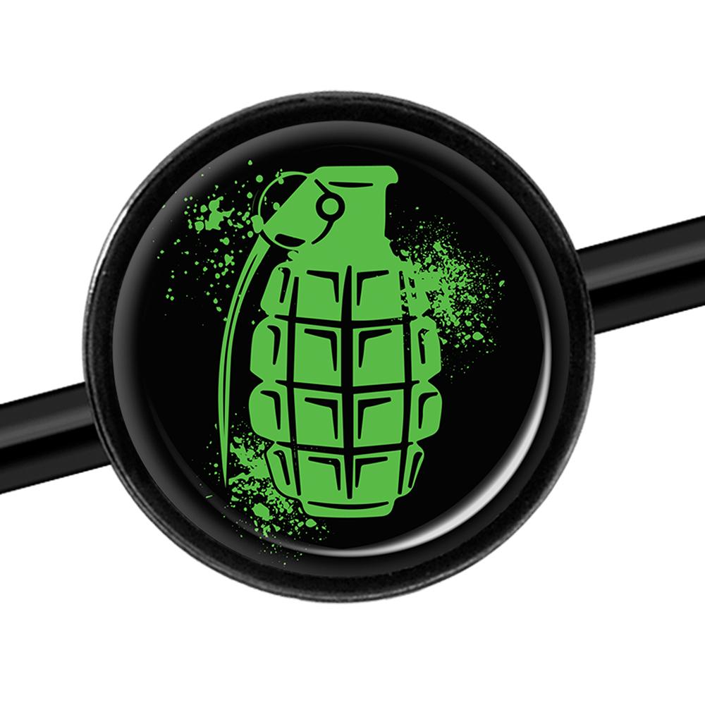 14G Green Grenade Black Industrial Barbell 37mm