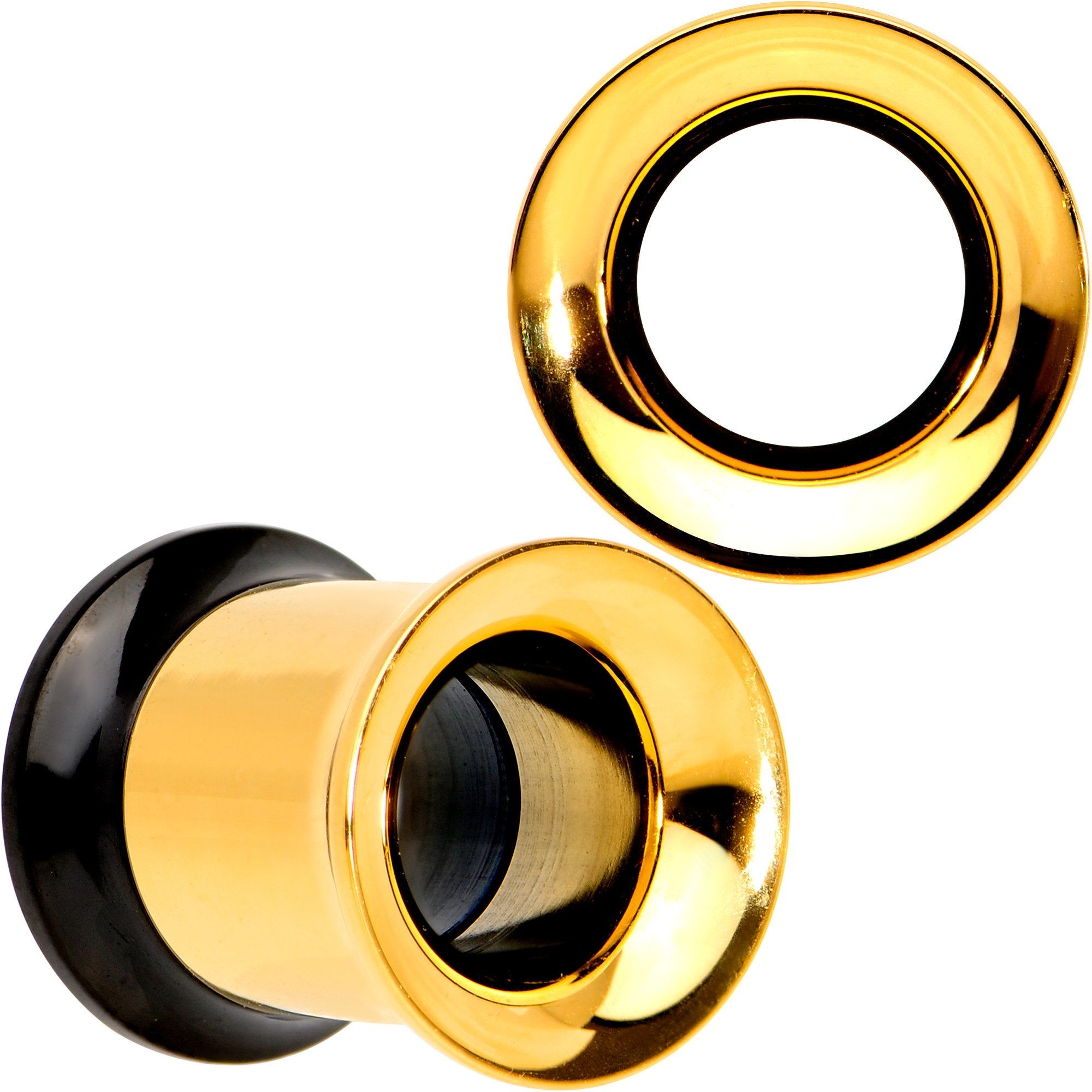 Gold PVD Black Two Tone Screw Fit Tunnel Plug Set 3mm to 16mm