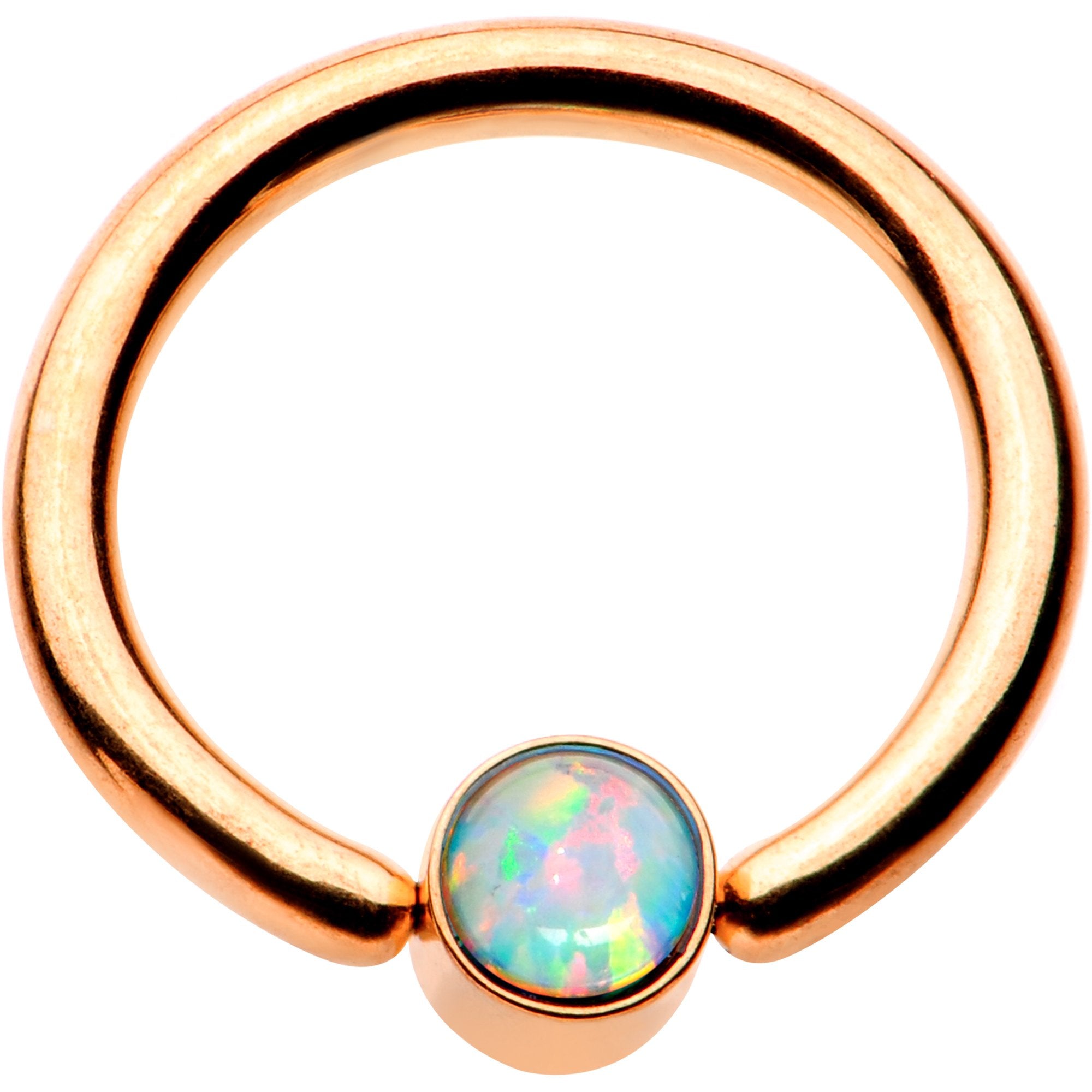 16G 5/16 White Faux Opal Rose gold IP BCR Captive Ring