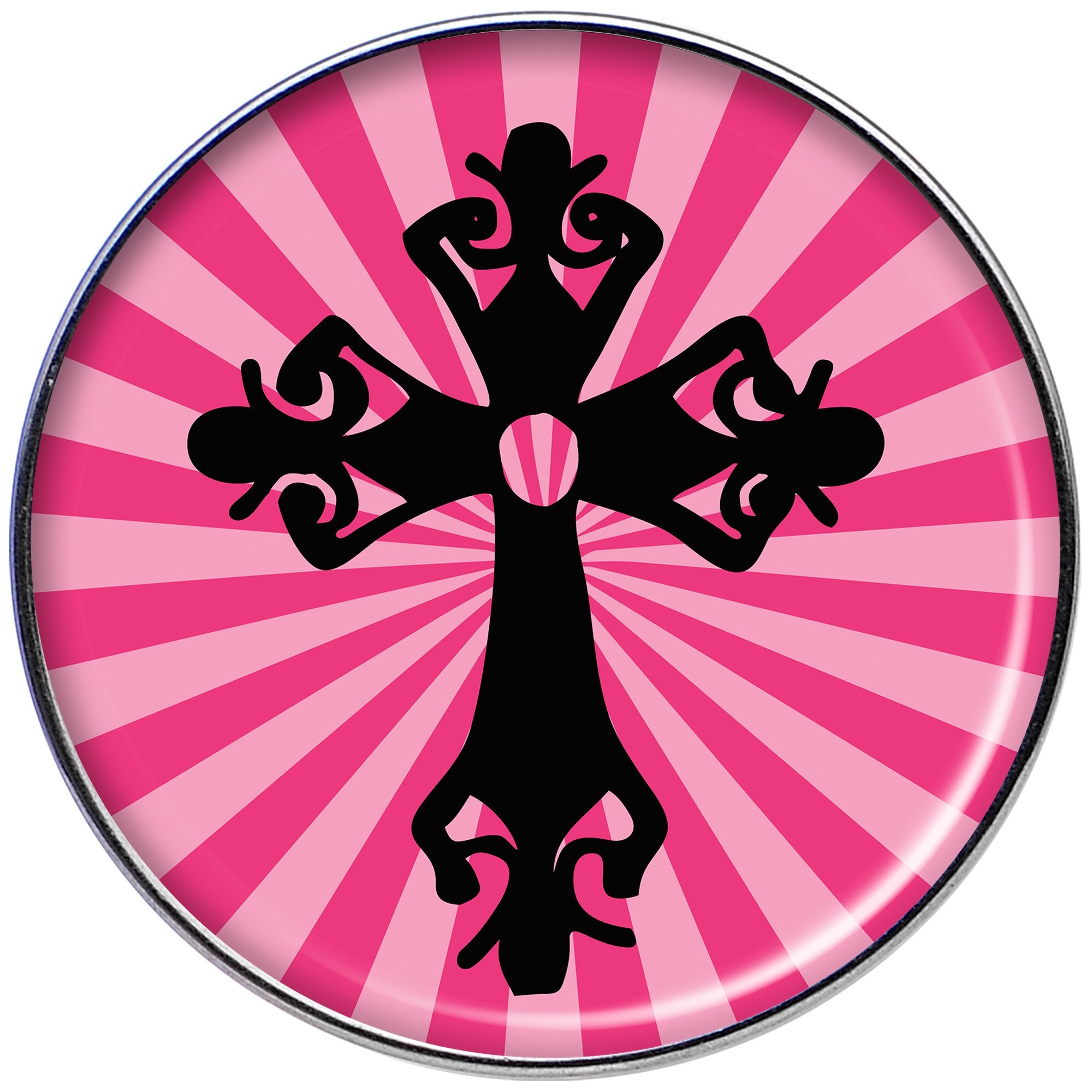 16G 1/4 Pink Black Radiant Cross Tragus Cartilage Earring