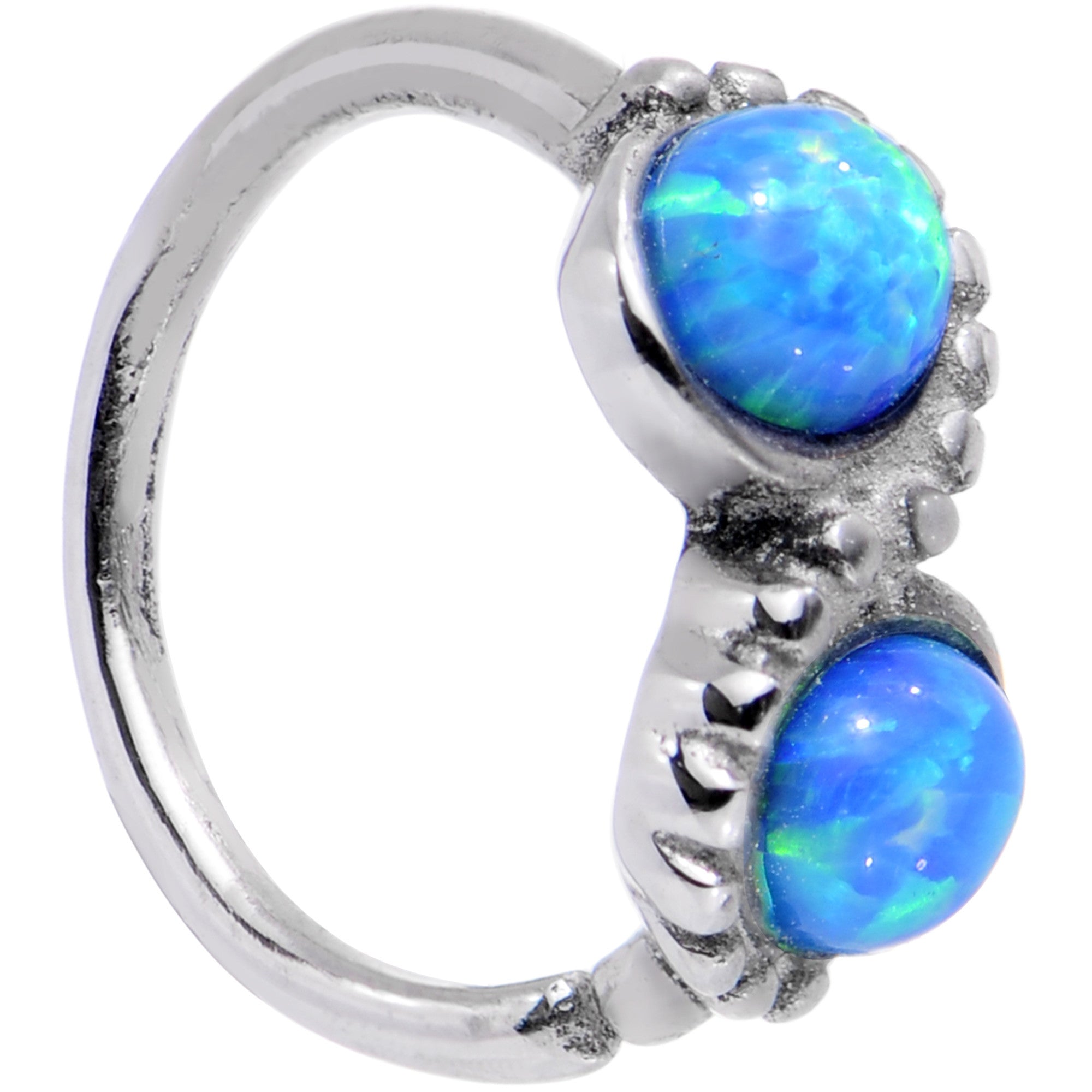 18G 5/16 Blue Synthetic Opal Duet Seamless Circular Ring