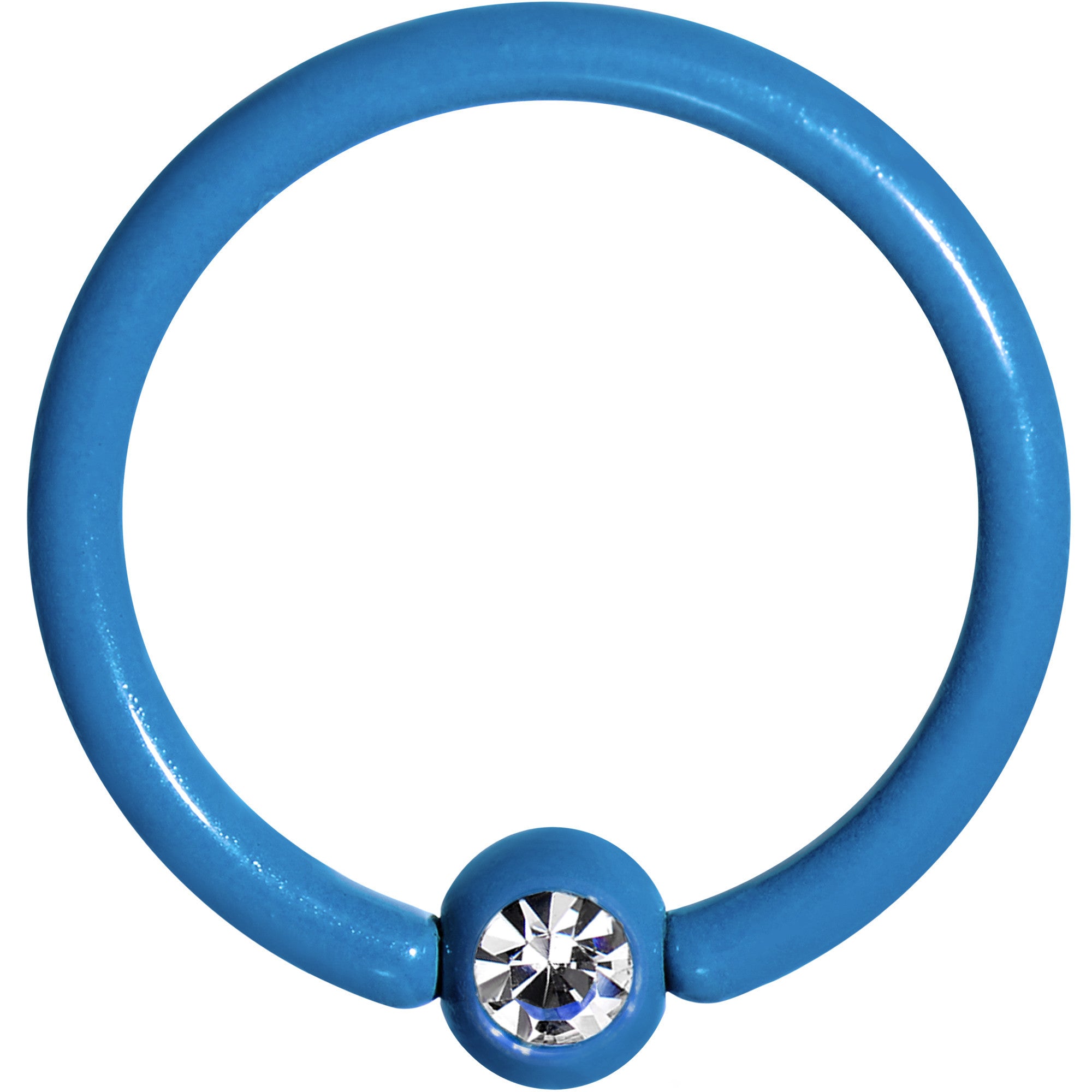 16G 5/16 Clear Gem Blue Acrylic Over Steel Captive Ring