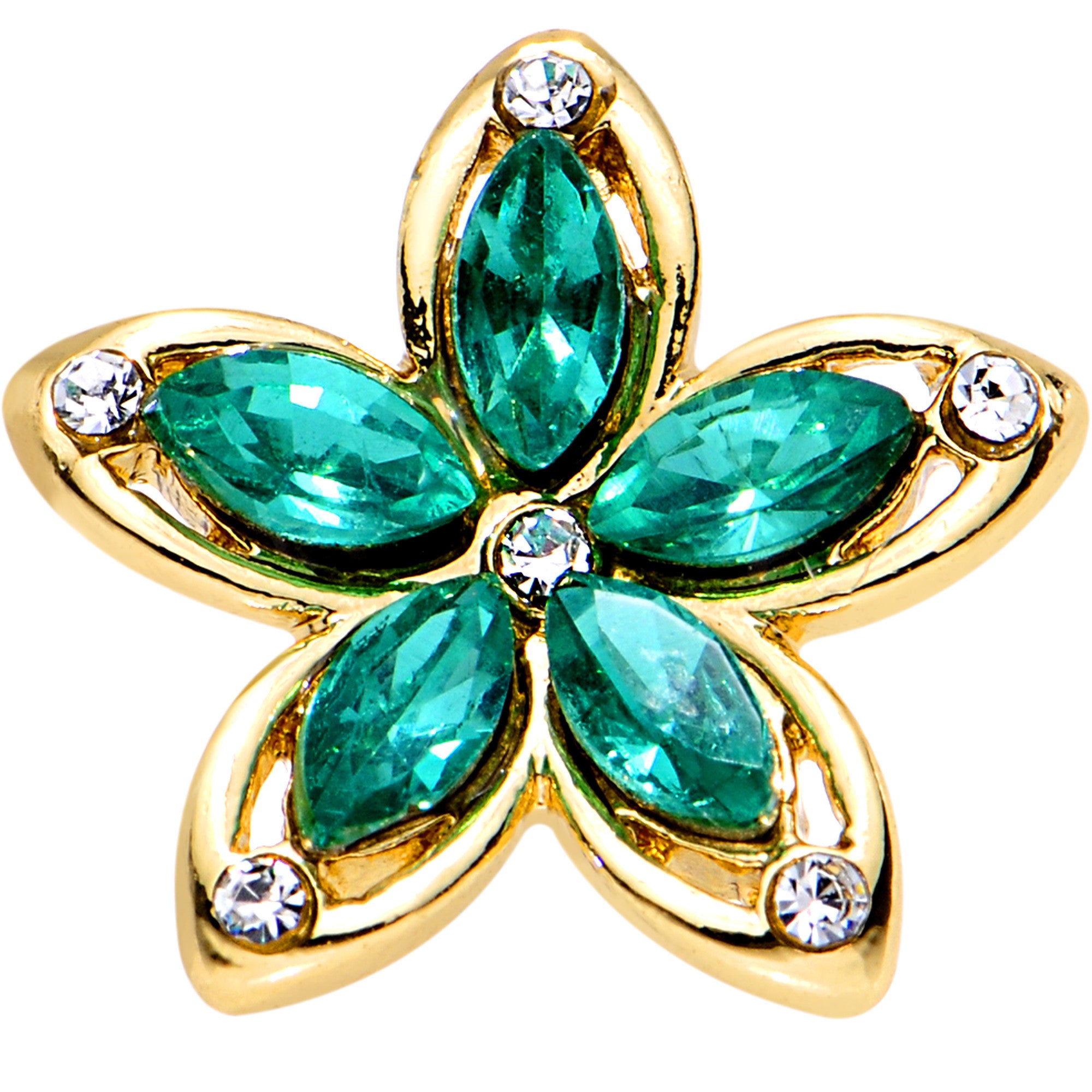 Green Gem Gold PVD Holiday Hibiscus Flower Tragus Cartilage Earring