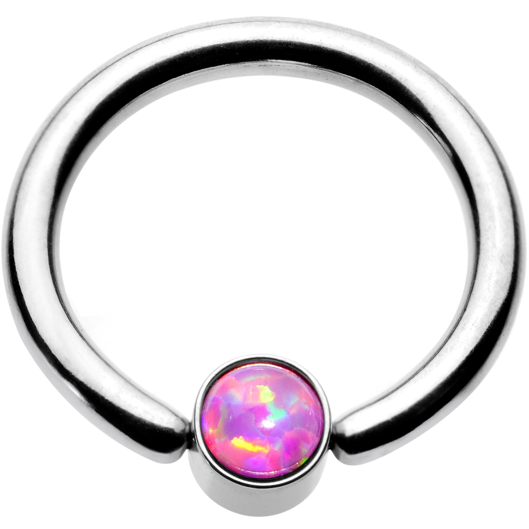 16G 5/16 Pink Faux Opal 3mm Disc BCR Captive Ring
