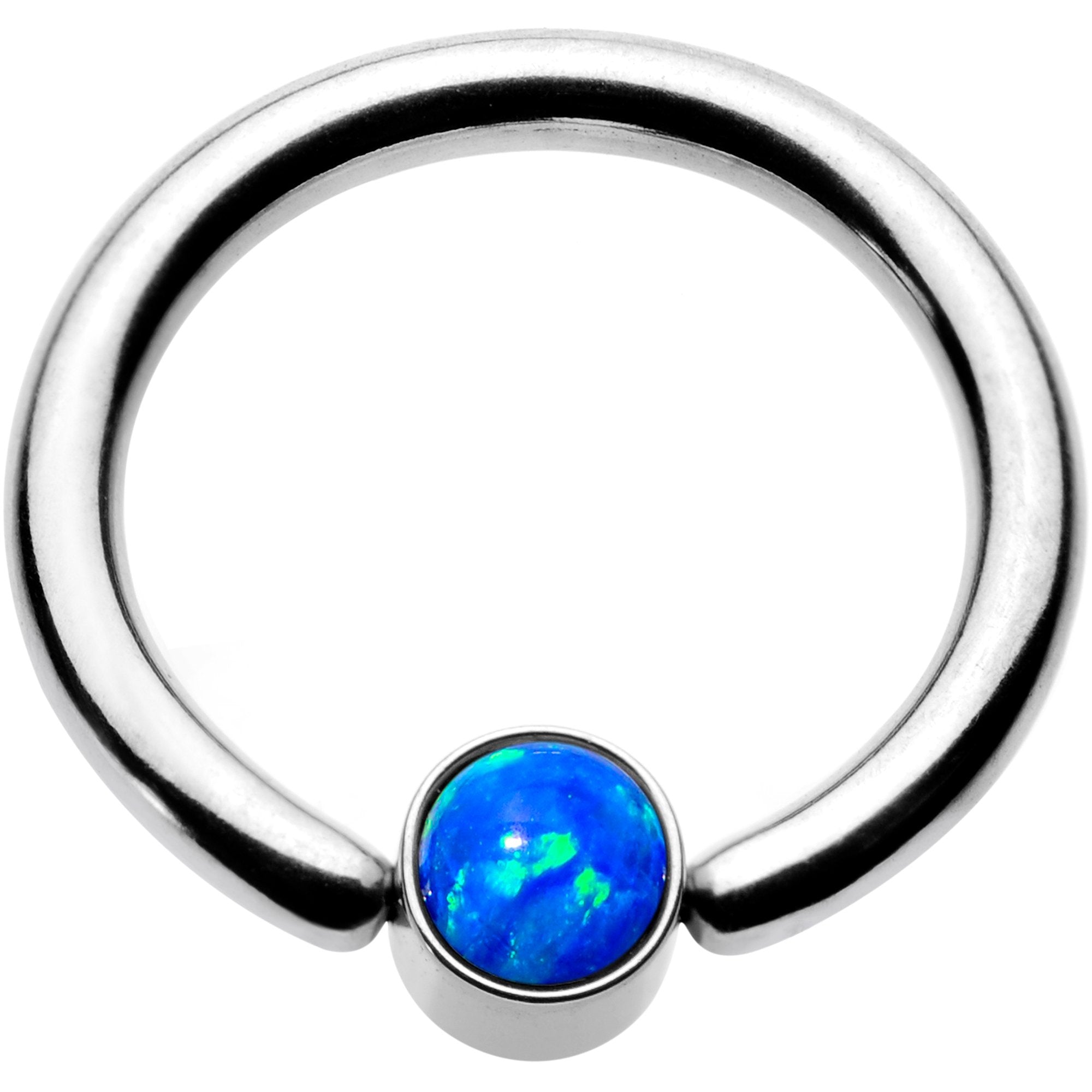 16G 5/16 Aqua Faux Opal 3mm Disc BCR Captive Ring