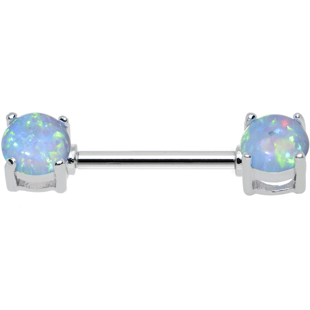 14 Gauge 9/16 Blue Synthetic Opal Ends Nipple Barbell Set