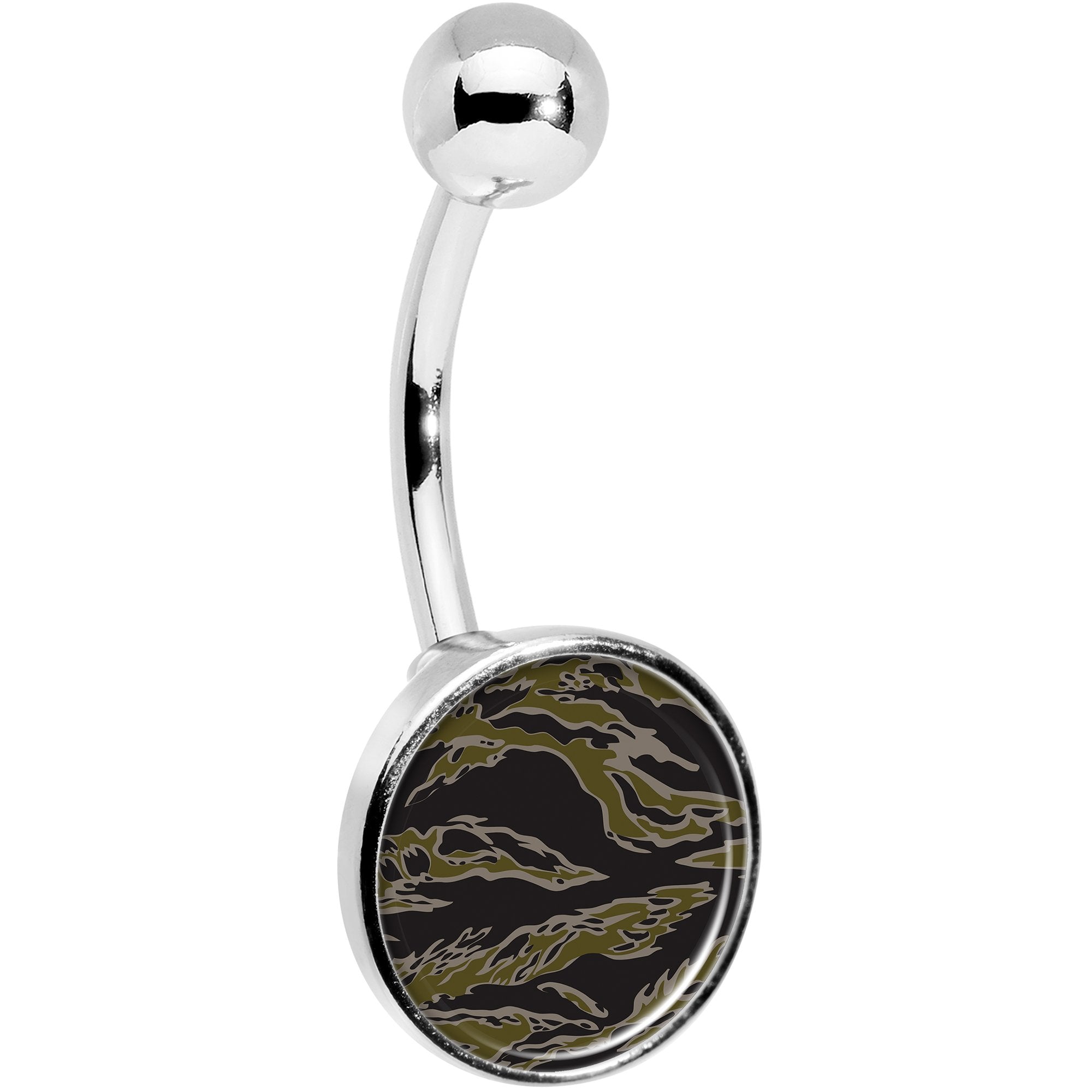 Tiger Camo Print Stainless Steel Belly Ring stylish jewelry