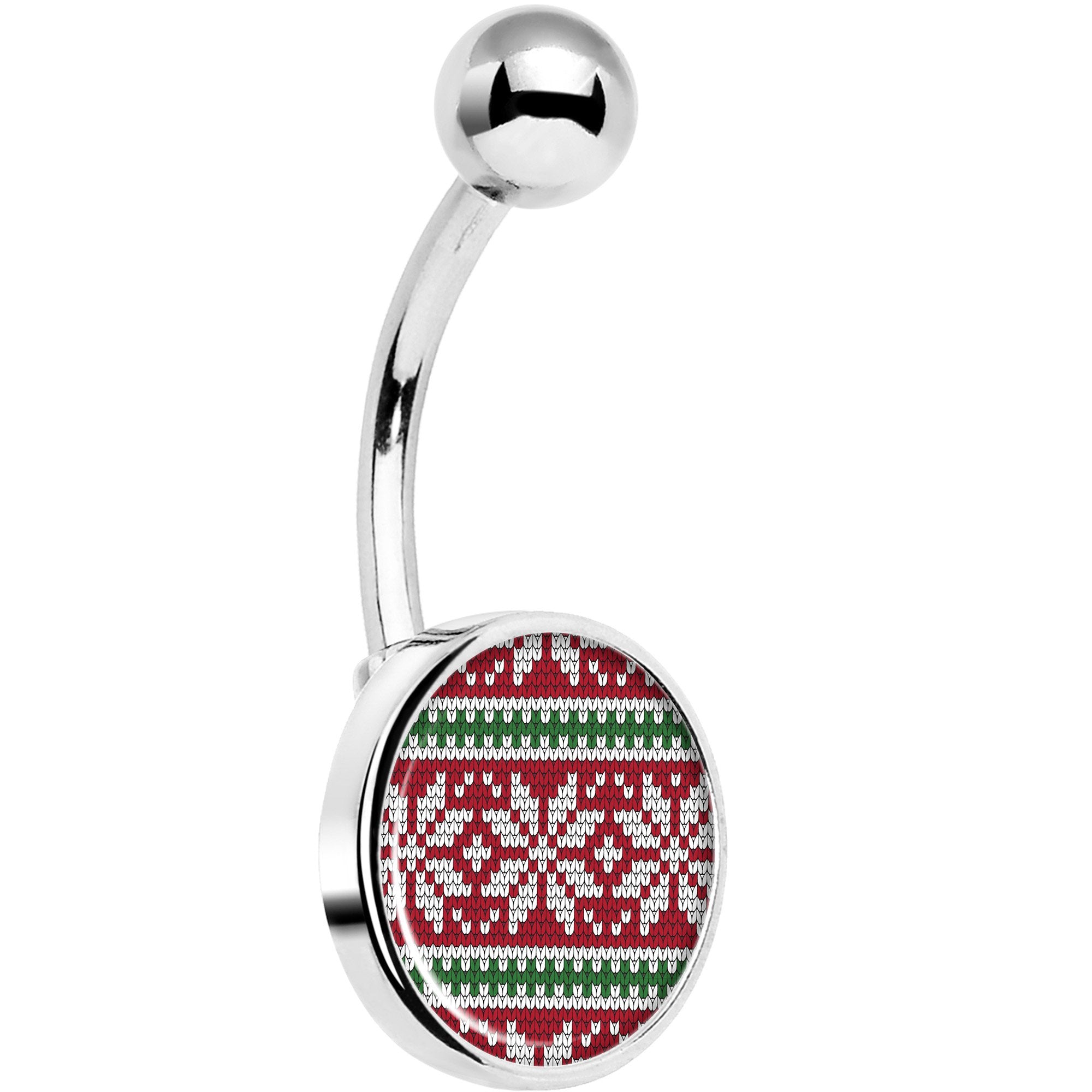 Red Green Christmas Sweater Hypoallergenic Stainless Steel Belly Ring