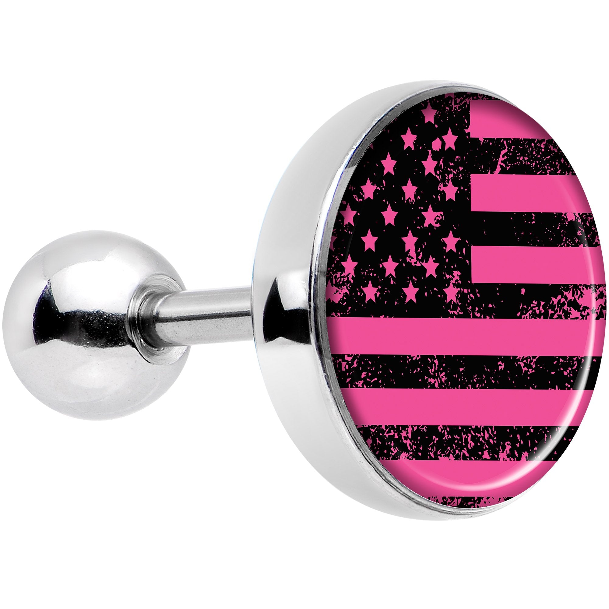 16G 1/4 Pink American Flag Tragus Cartilage Earring