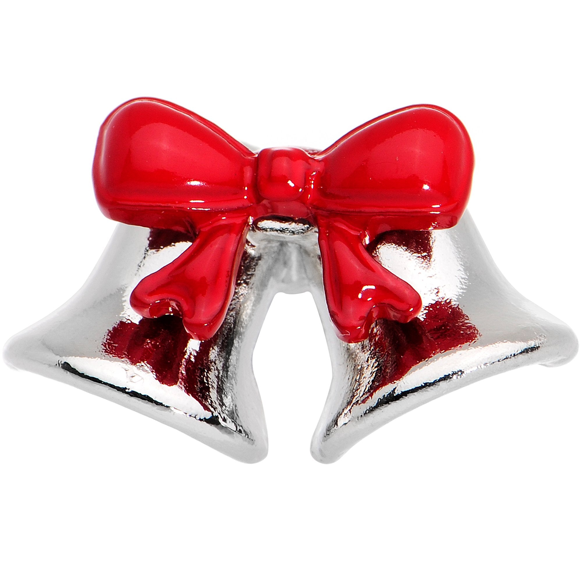 16G 1/4 Red Bow Ringing Holiday Bells Tragus Cartilage Earring