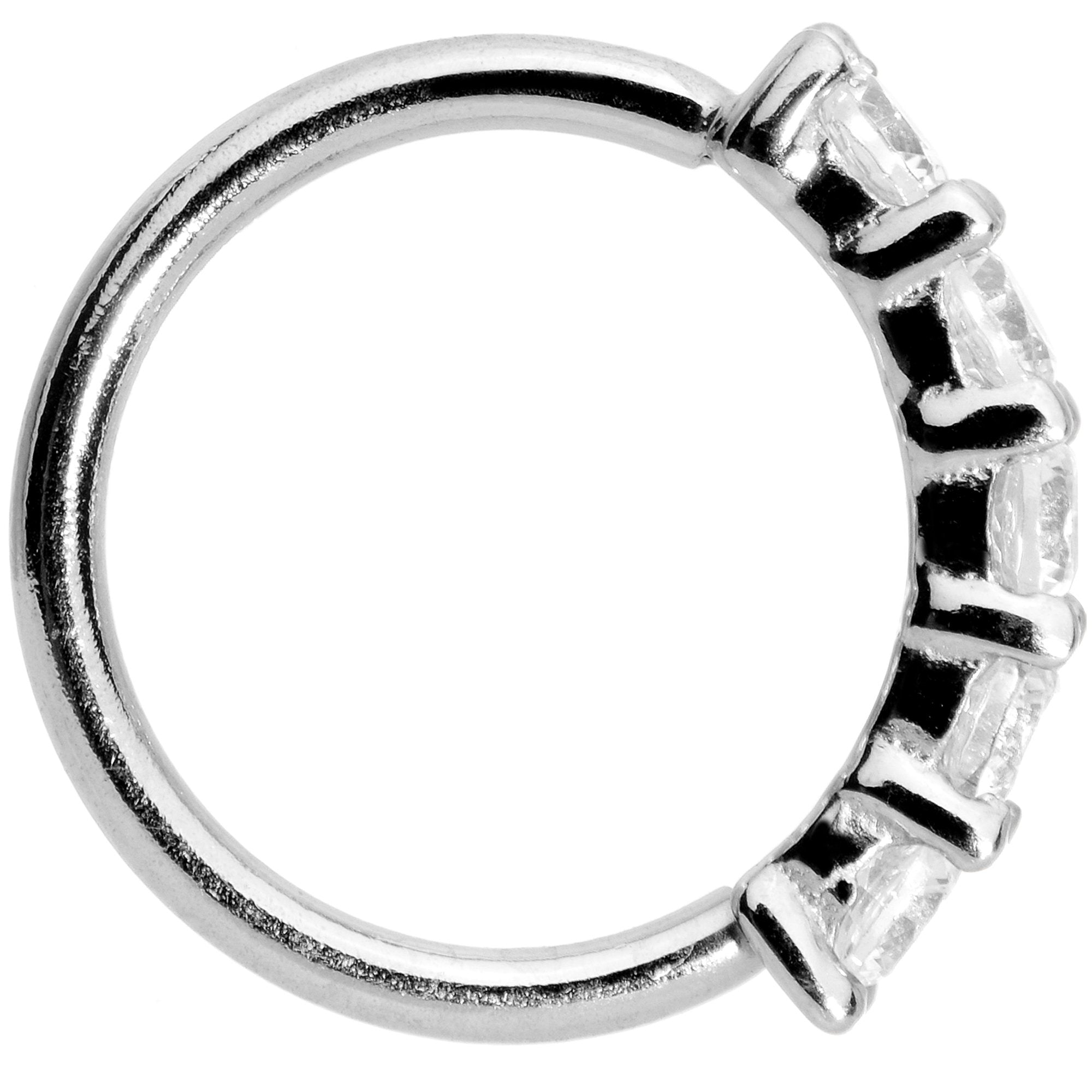 18G 1/4 Clear CZ Gem 14k White Gold Seamless Circular Ring