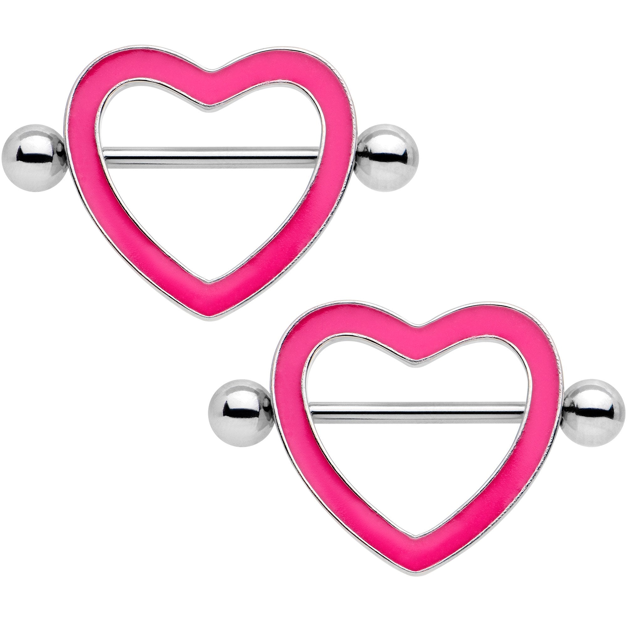 3/4 Pink Glow in the Dark Valentine Heart Nipple Shield Set