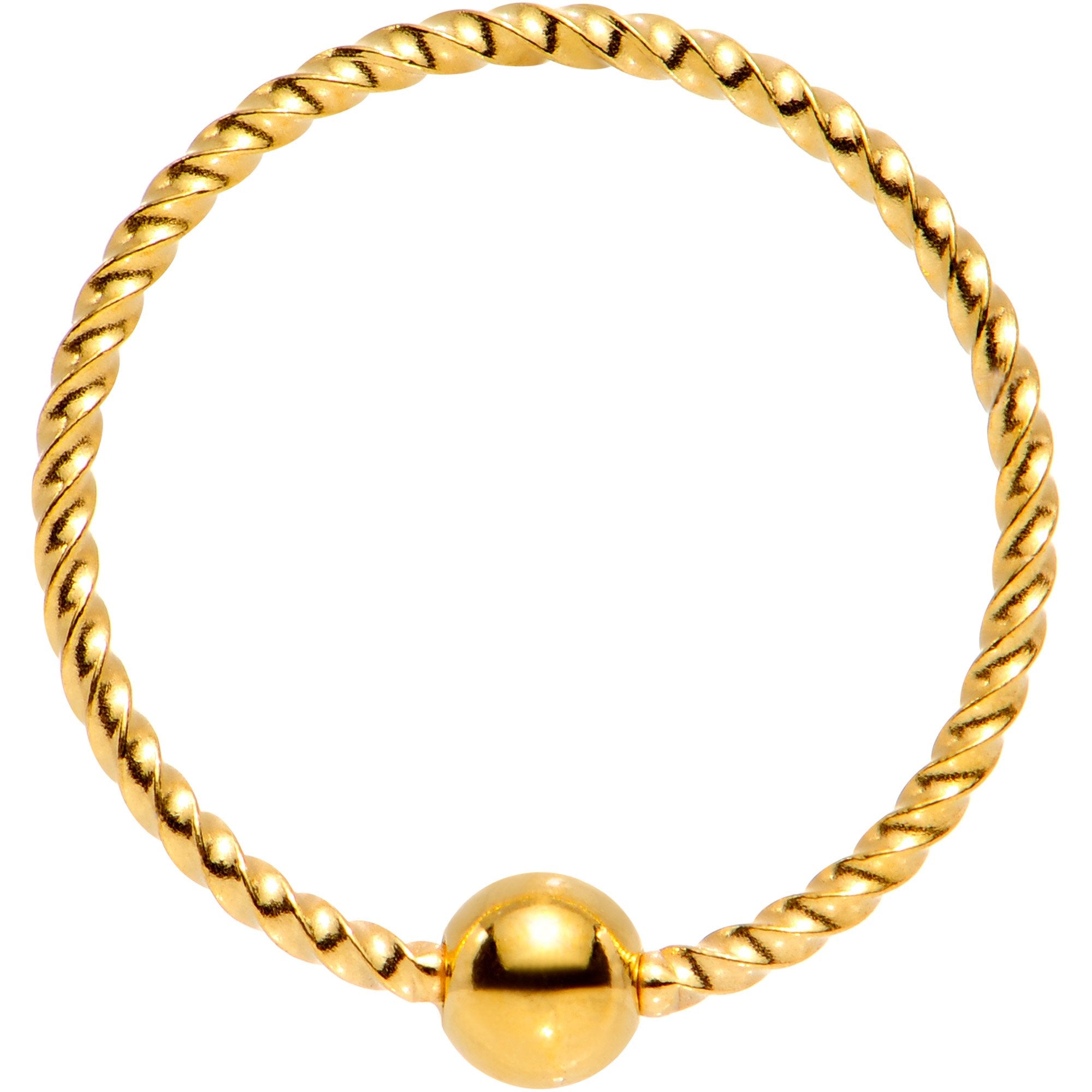 20G 3/8 Gold Tone Anodized So Twisted Captive Style Seamless Ring