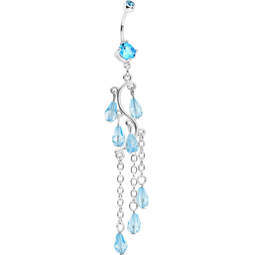 Aqua Gem Prepare To Stare Sleek Curves Dangle Belly Ring