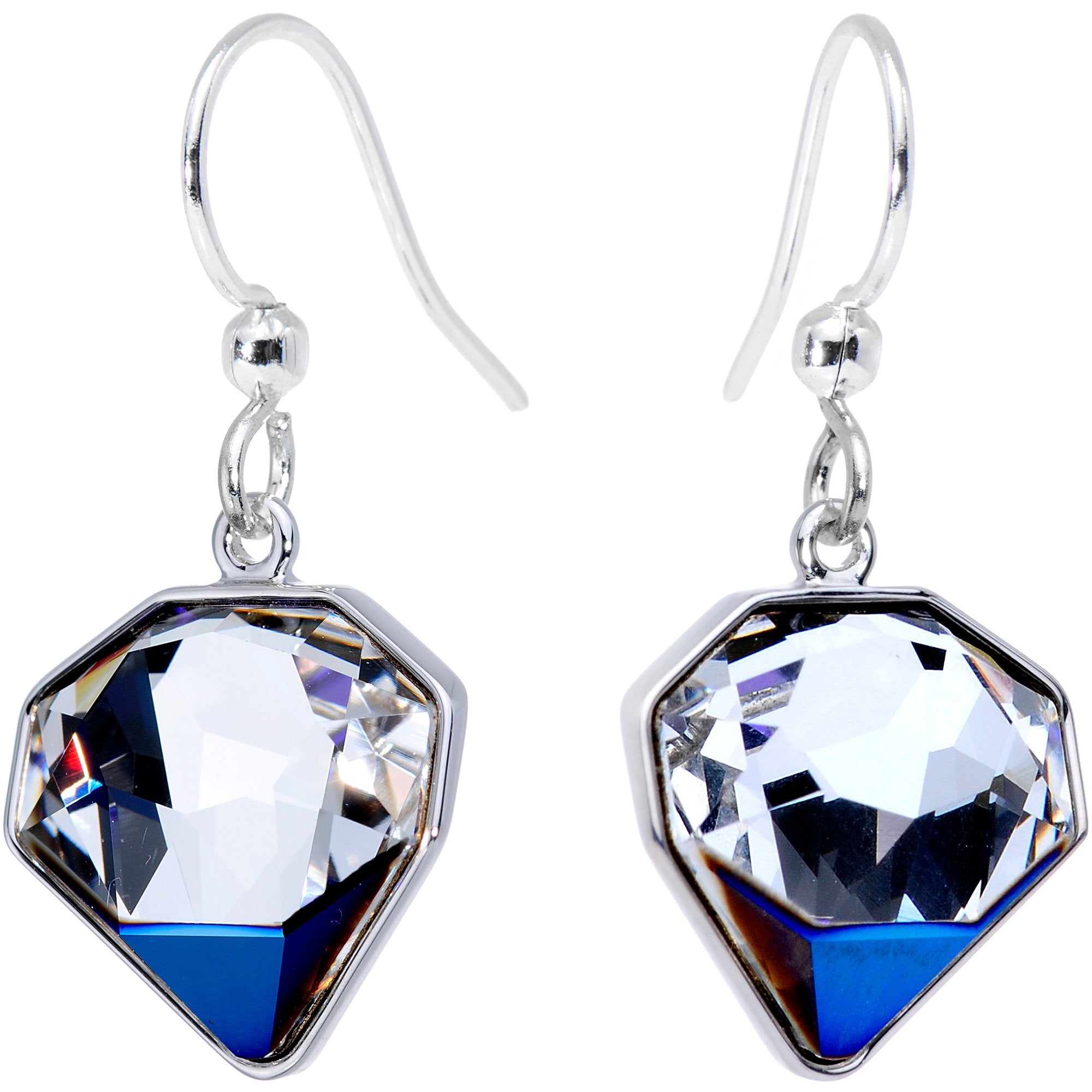 Bling Silver Plated Fishhook Earrings Created with Crystals