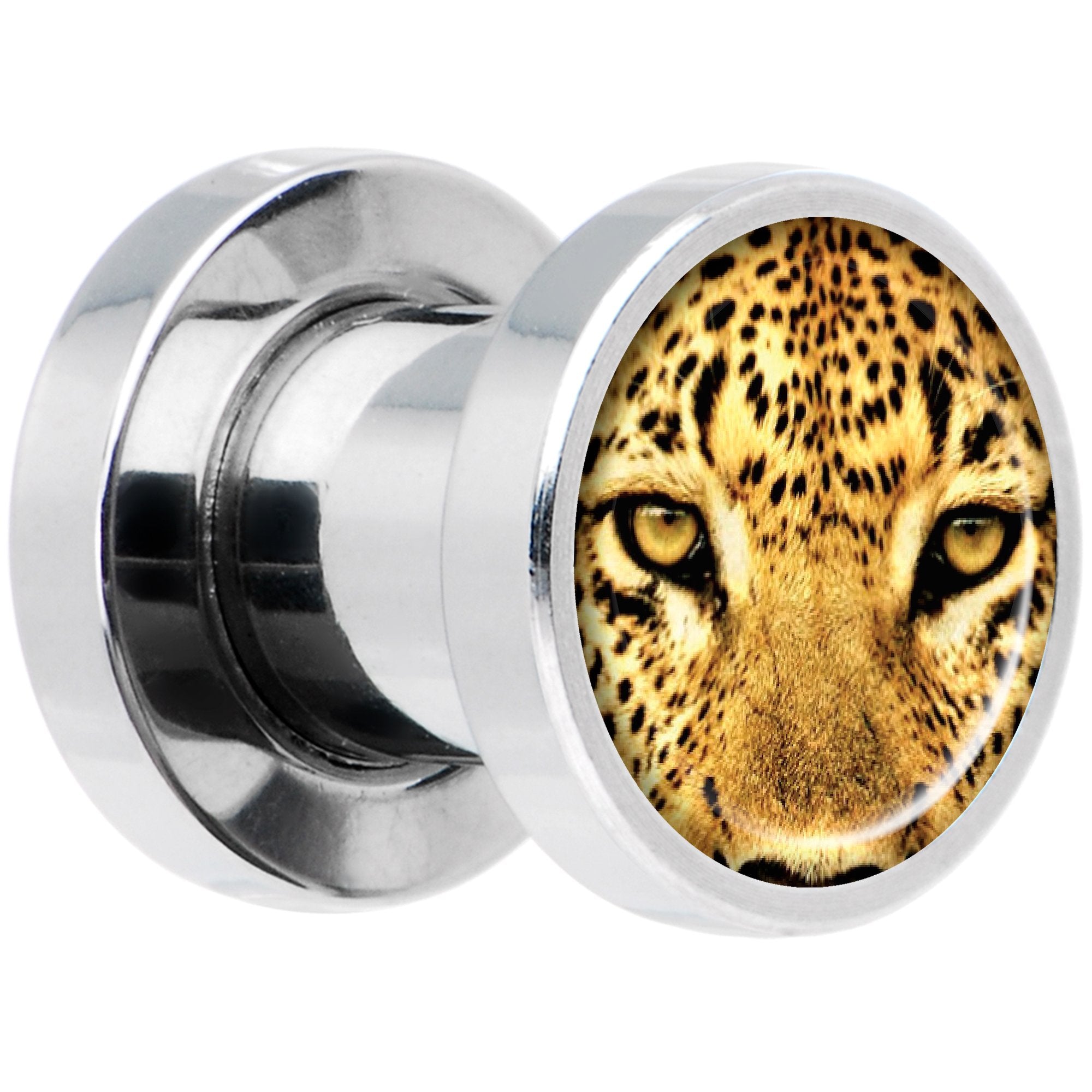 Full Color Leopard Eyes Steel Screw Fit Plug Set 2G