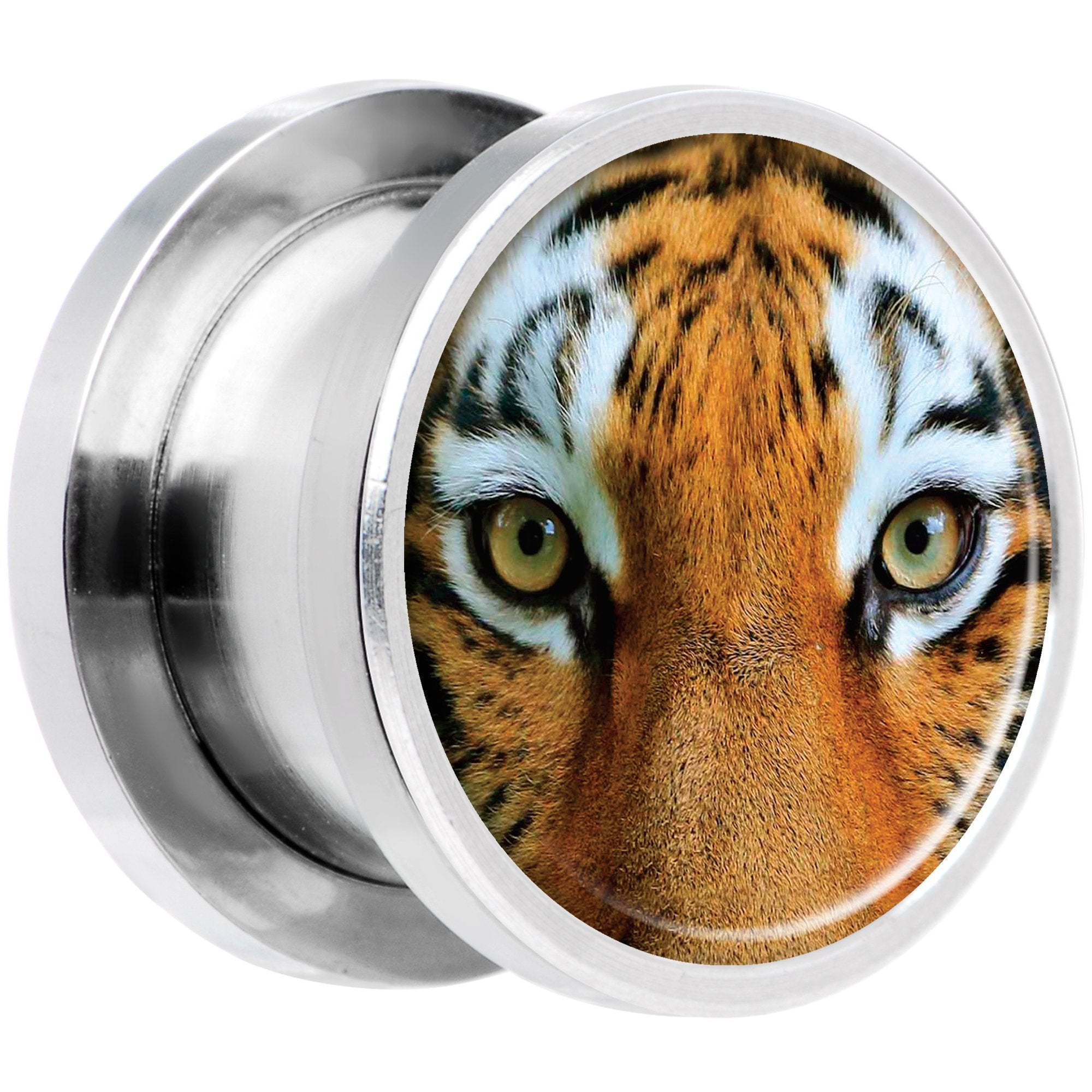 Full Color Tiger Eyes Steel Screw Fit Plug Set 1/2