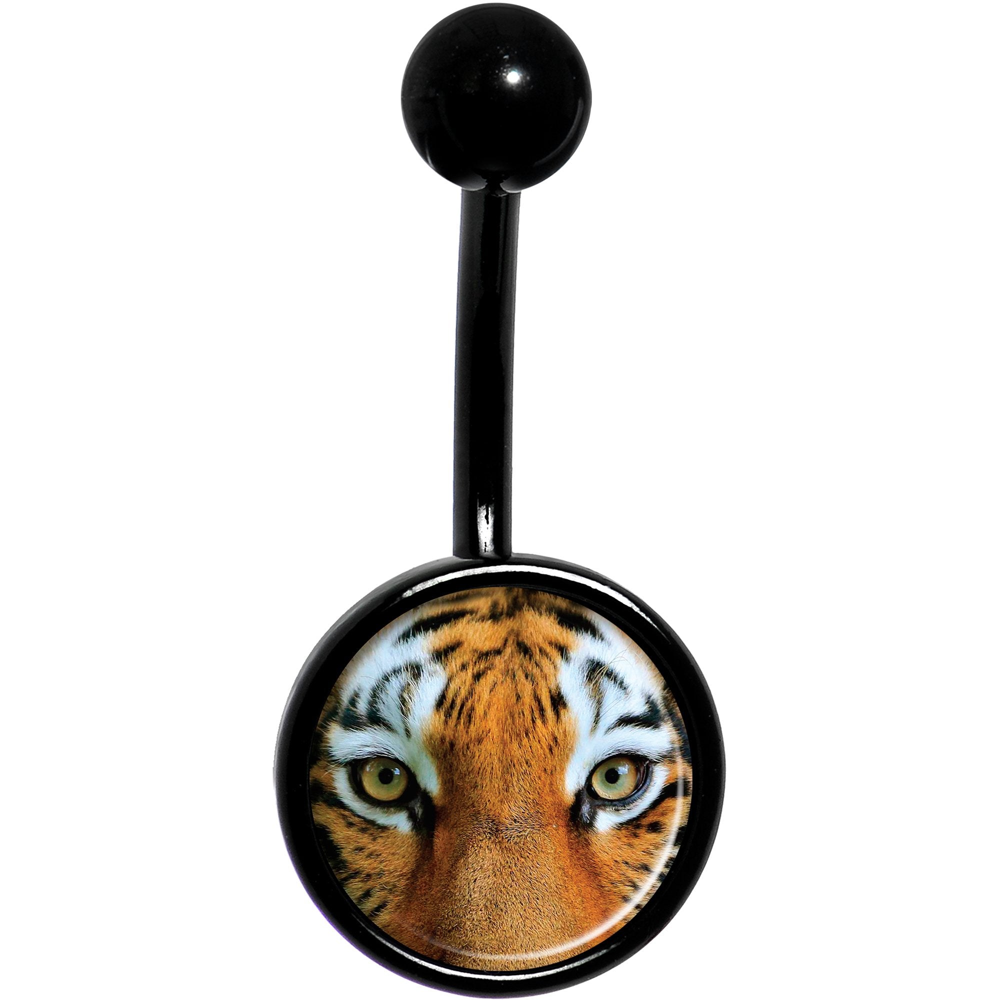 Full Color Tiger Eyes Black Stainless Steel Belly Ring lightweight comfortable