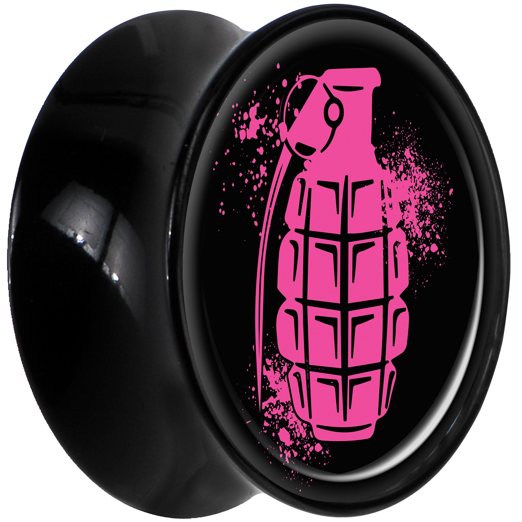 Black Acrylic Pink Grenade Saddle Plug Set 18mm