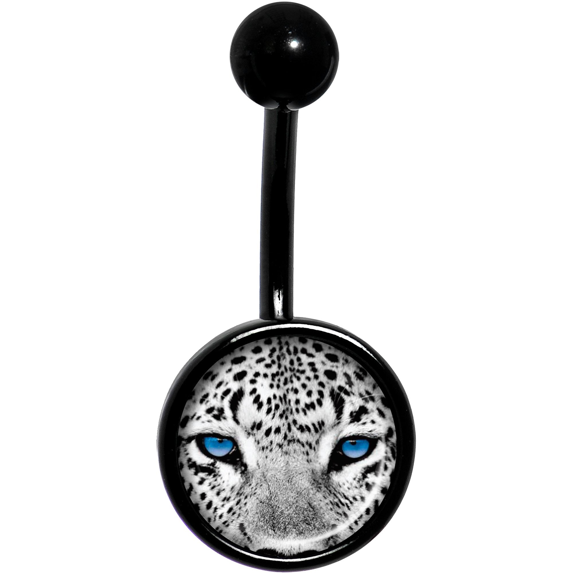 Black White Leopard Eyes Black Stainless Steel Belly Ring lightweight comfortable