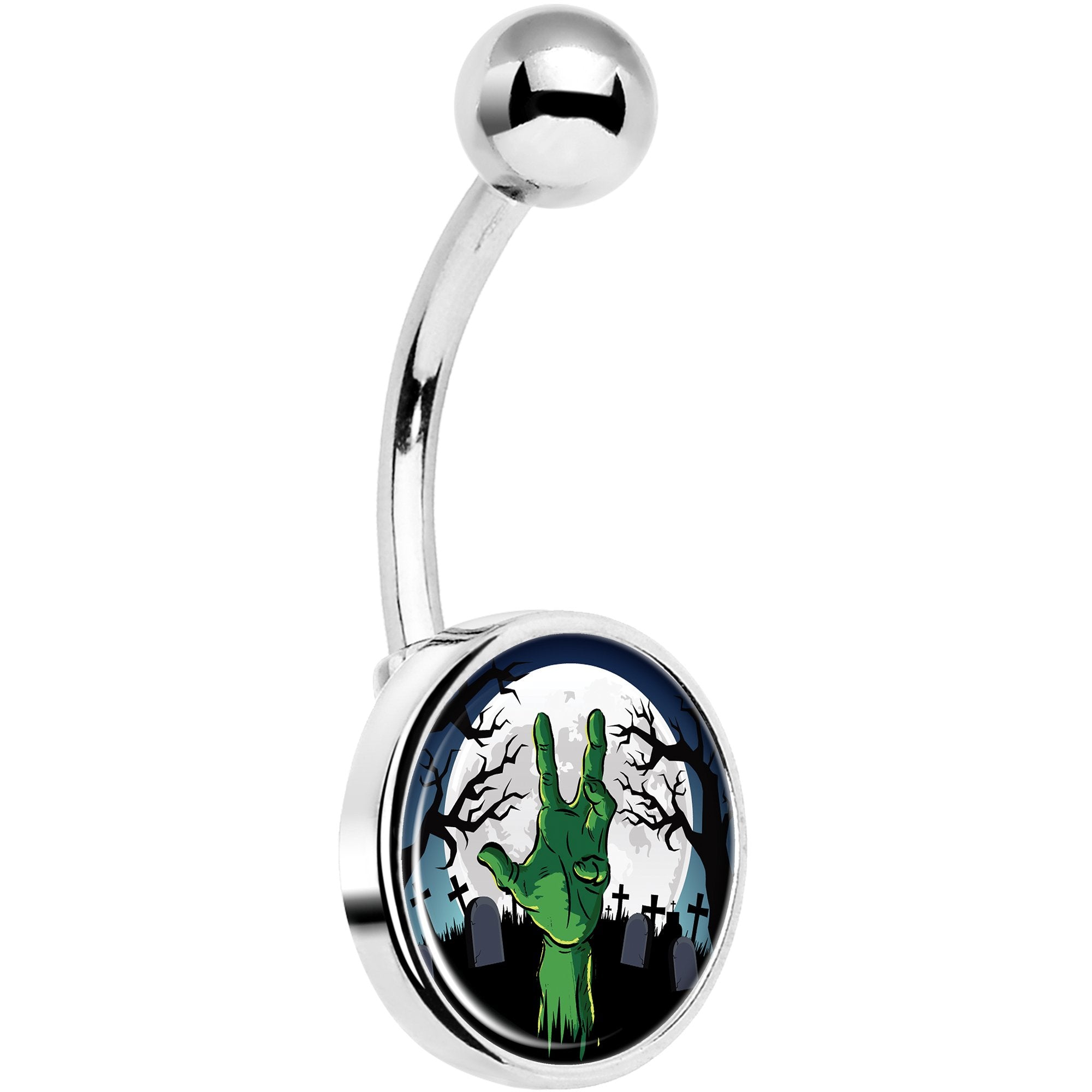 Cemetery Zombie Hand Halloween Hypoallergenic Stainless Steel Belly Ring