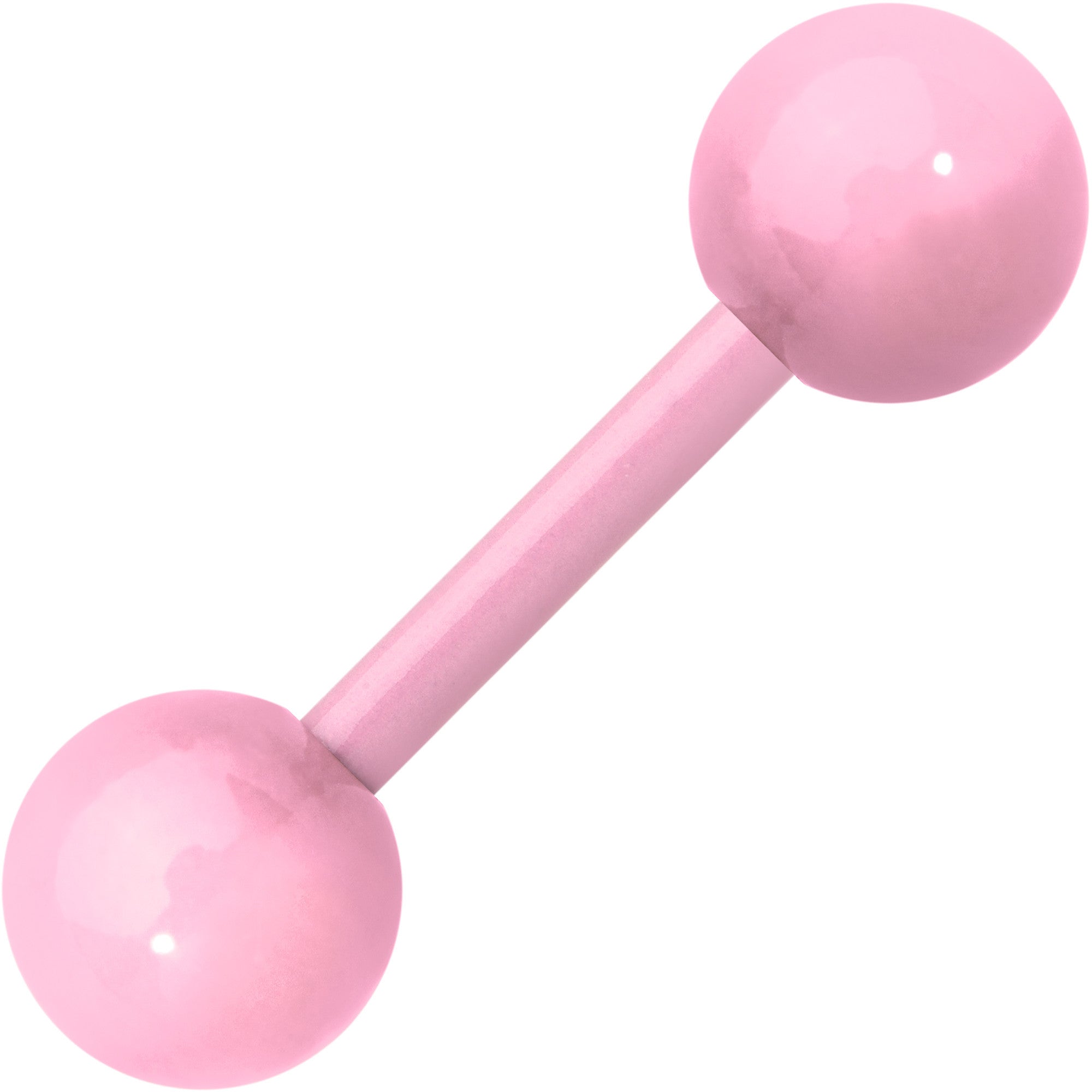 14G 9mm Light Pink Acrylic Over Steel 6mm Ball Straight Barbell