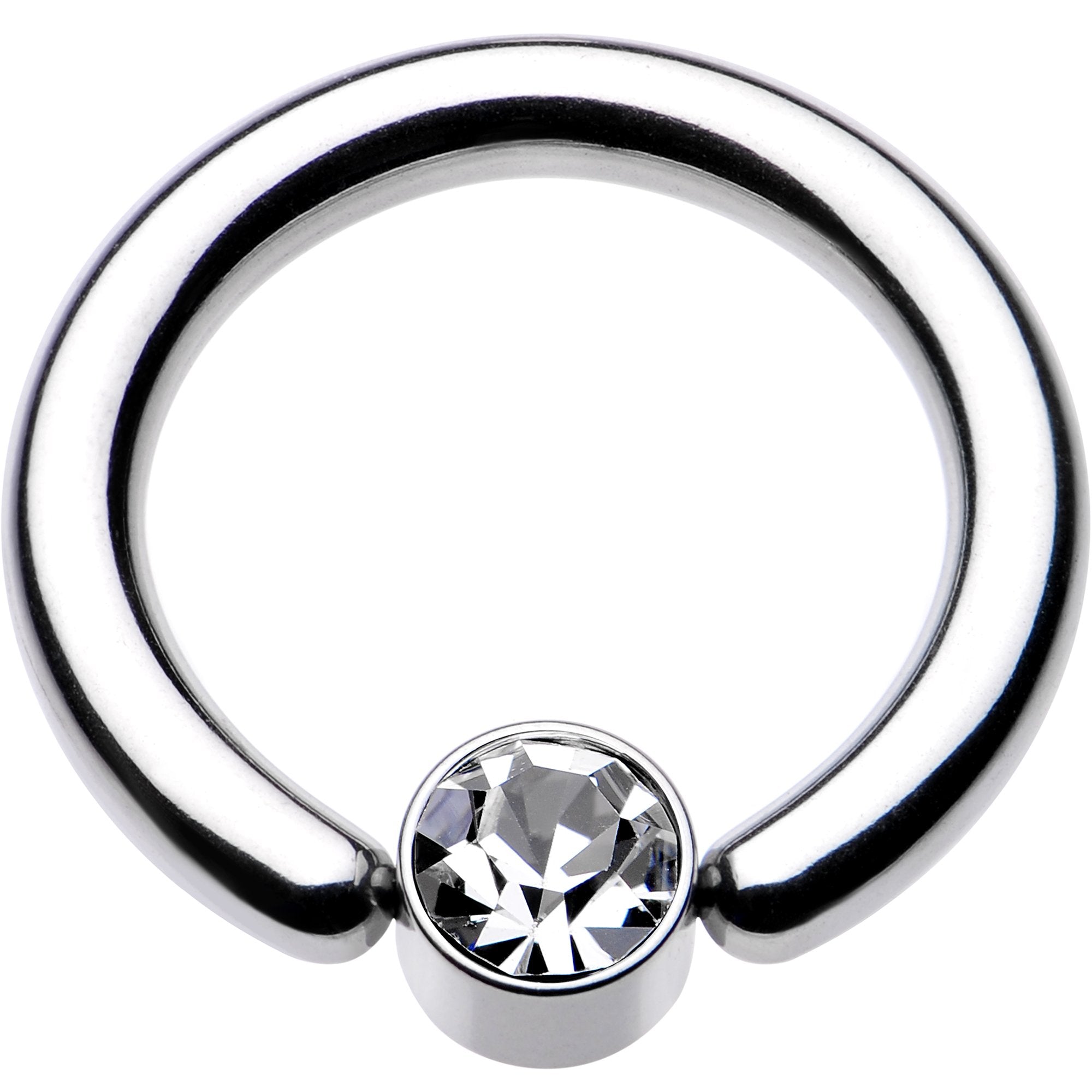 10G 1/2 Clear Gem 5mm Disc BCR Captive Ring