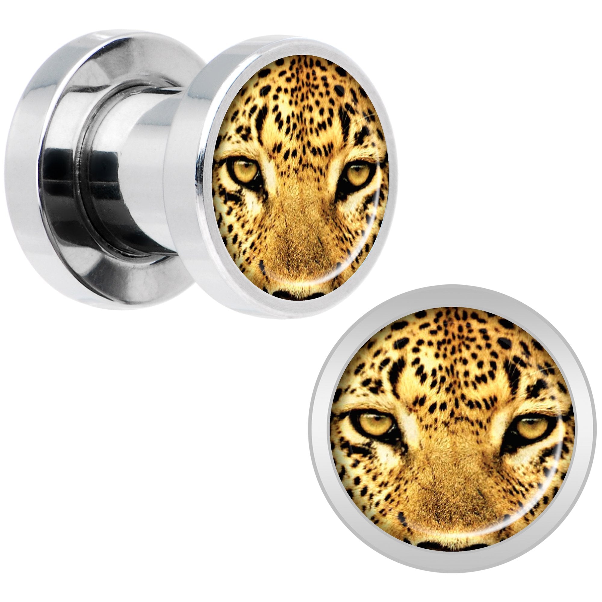 Full Color Leopard Eyes Steel Screw Fit Plug Set 2G